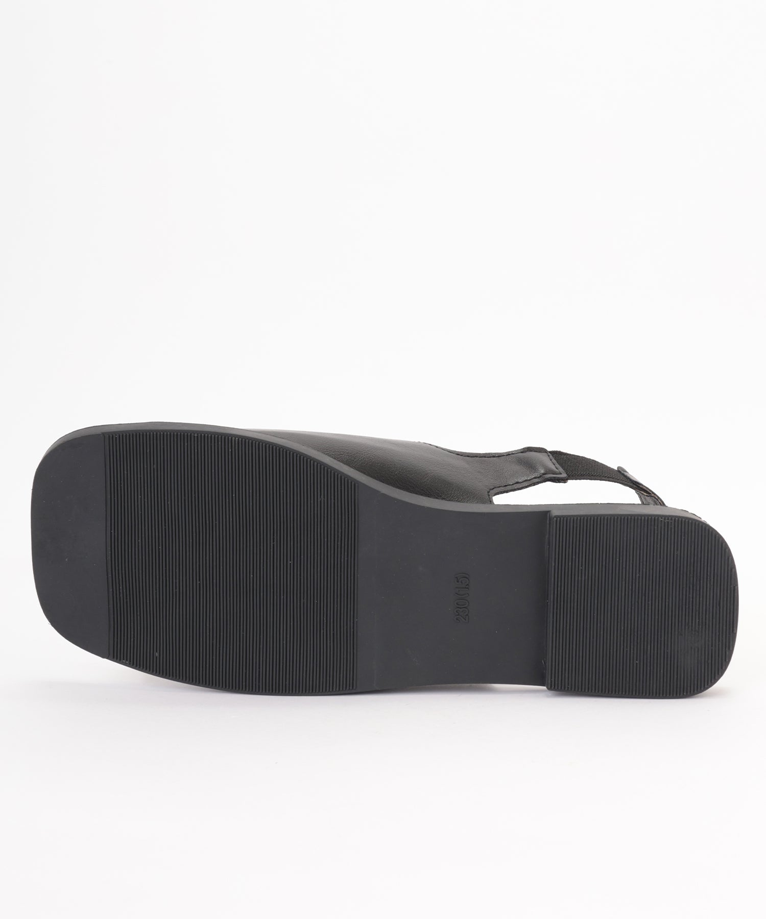 レースレディース Lace Ladies スクエアトゥ フロントステッチ バックストラップ付き フラット サンダル (ブラック) ブラック