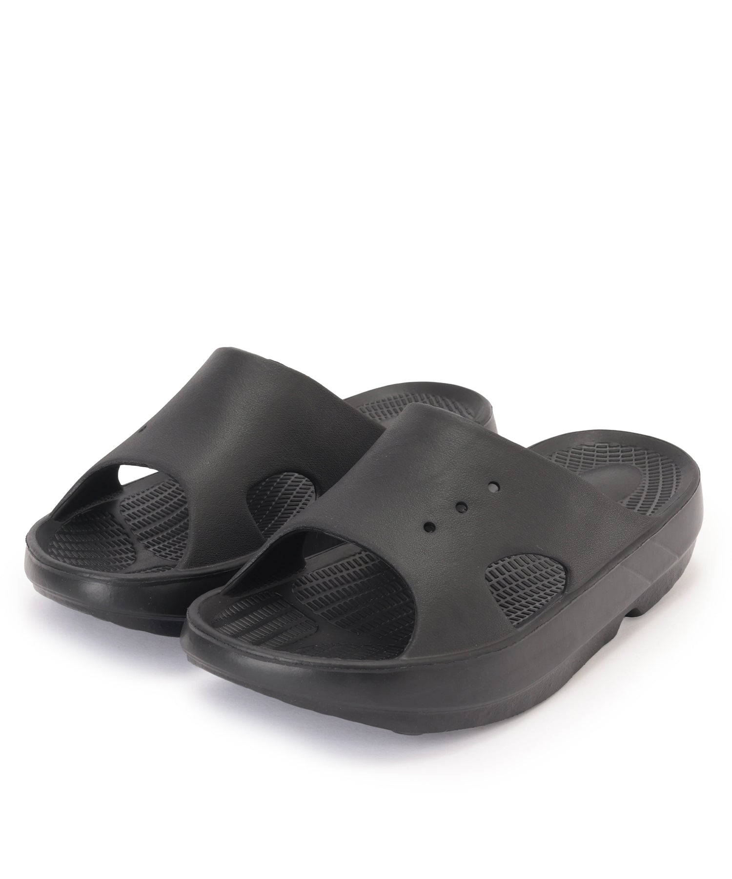 レースレディース Lace Ladies 厚底 スライド スリッパ コンフォート サンダル (ブラック) ブラック