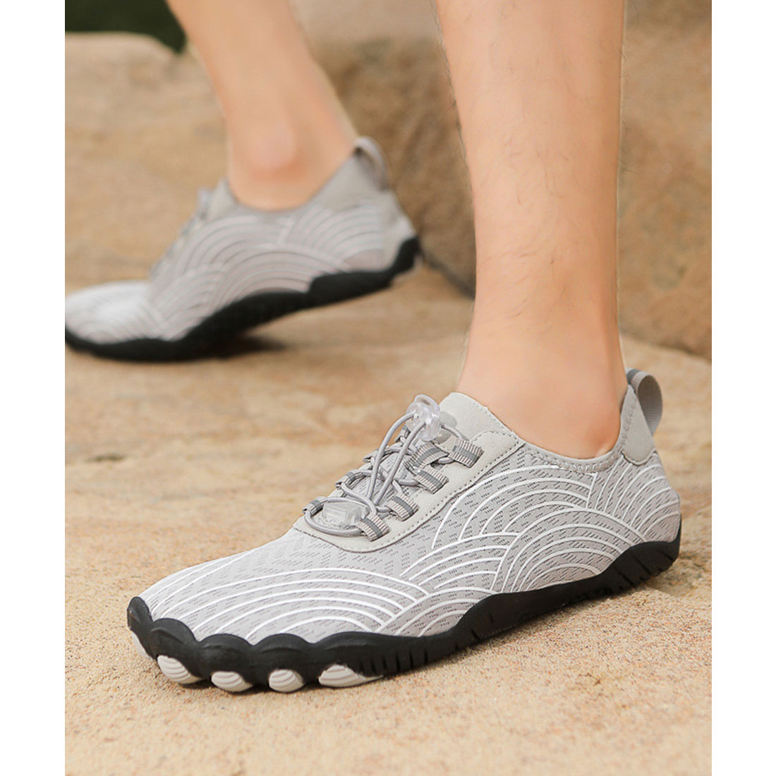 レースレディース Lace Ladies 水陸両用 メッシュ スリッポン ビーチ シューズ (グレー) グレー