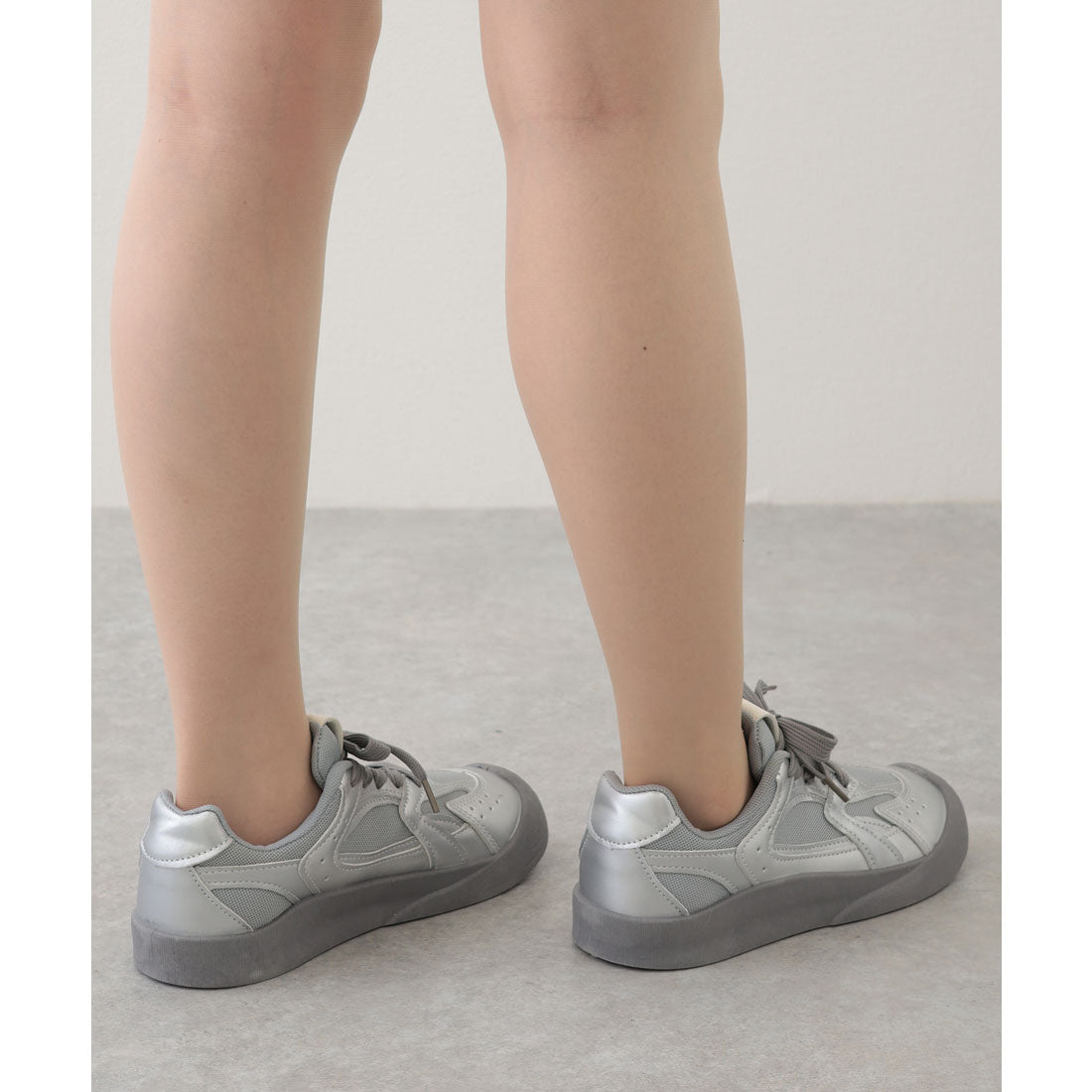 レースレディース Lace Ladies 厚底 ソール レースアップ スニーカー (シルバー) シルバー