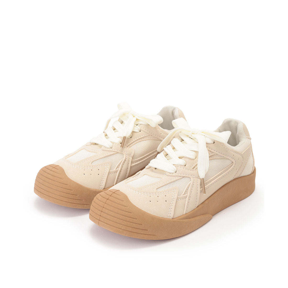 レースレディース Lace Ladies 厚底 ソール レースアップ スニーカー (シルバー) シルバー