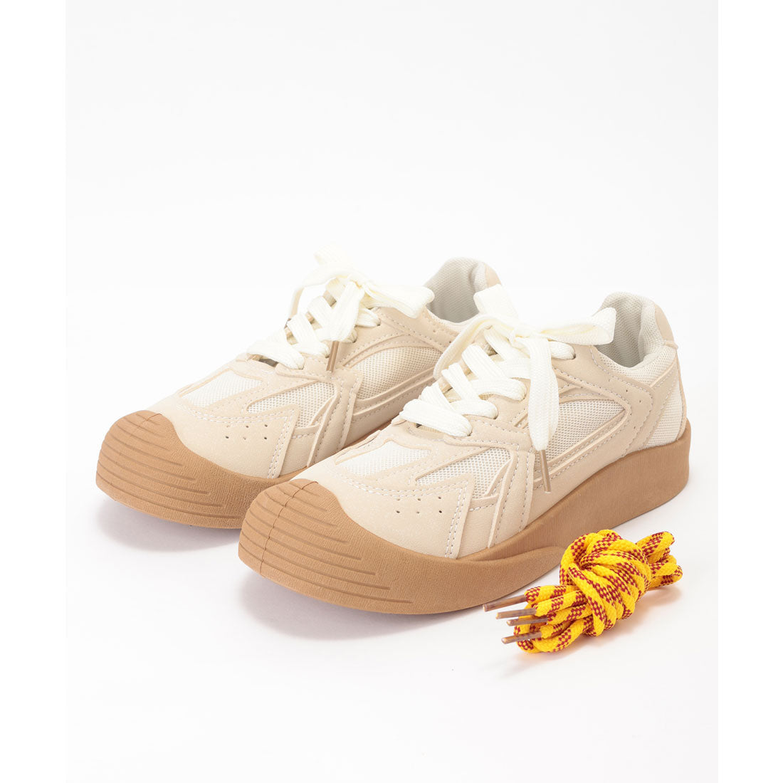 レースレディース Lace Ladies 厚底 ソール レースアップ スニーカー (シルバー) シルバー