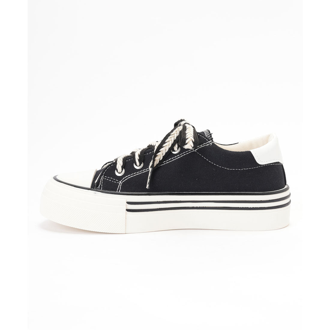 レースレディース Lace Ladies サイド 刺繍 配色 ライン スニーカー (ブラック) ブラック