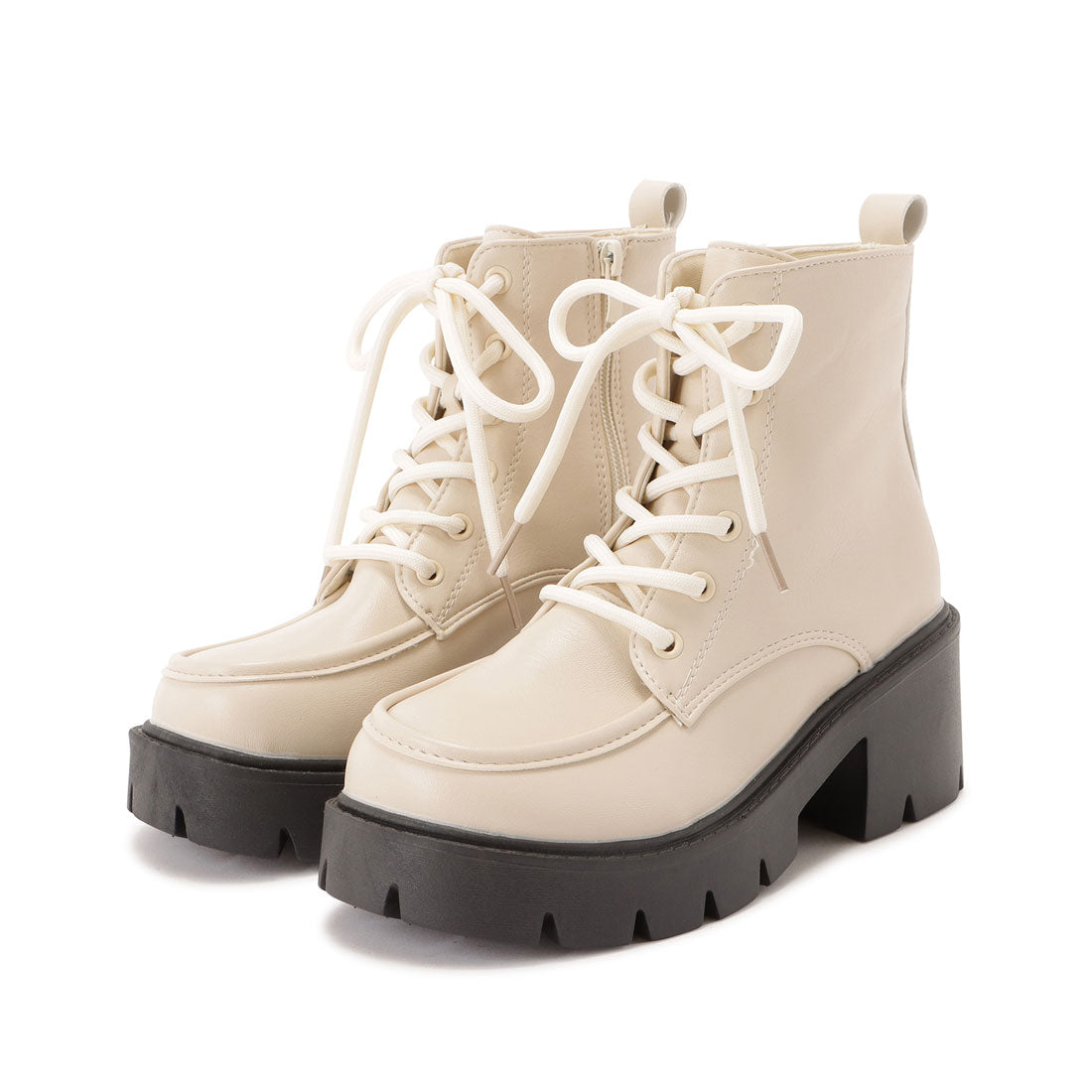 レースレディース Lace Ladies 厚底レースアップブーツ,ホワイト