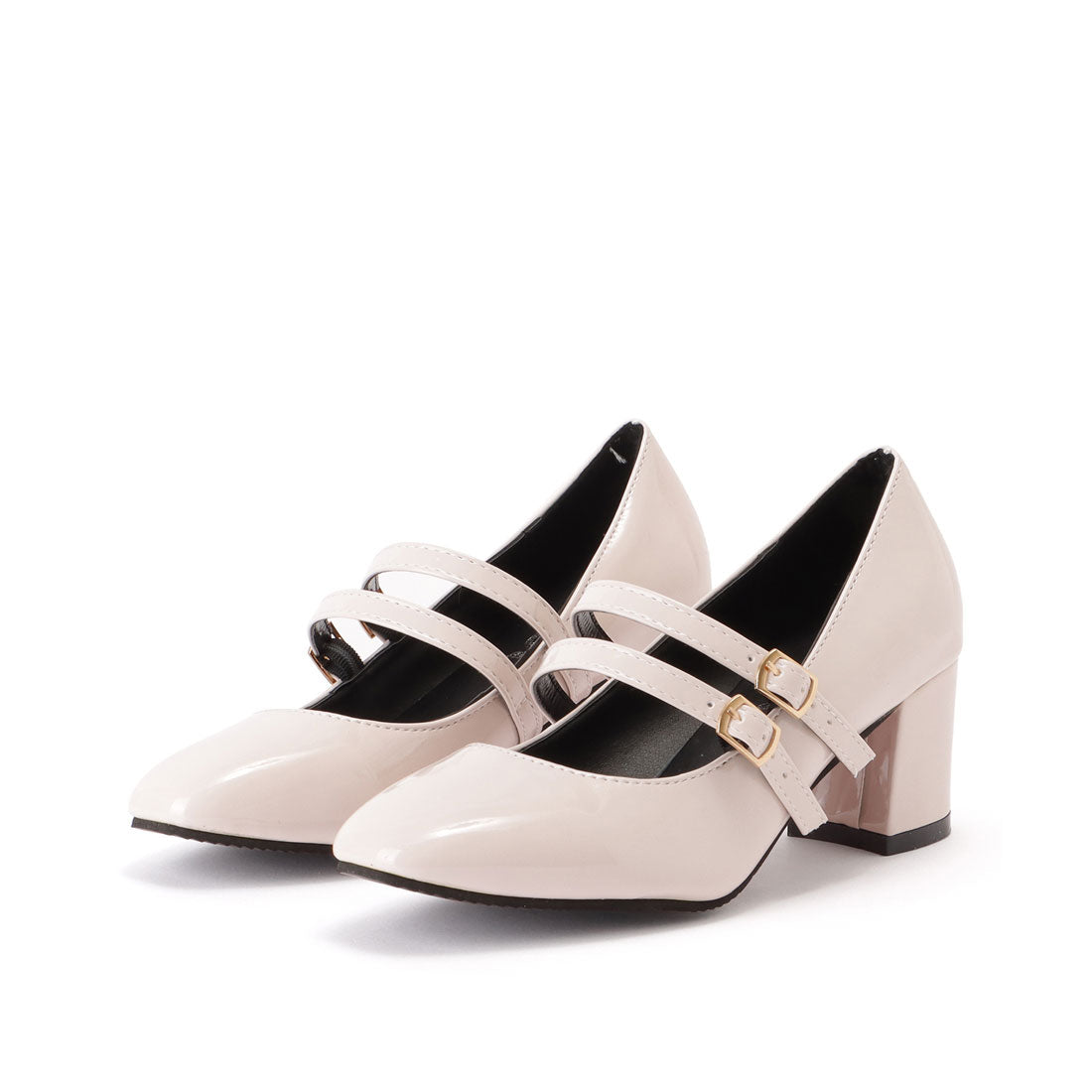レースレディース Lace Ladies ダブルストラップエナメルハイヒールパンプス (アイボリー) アイボリー