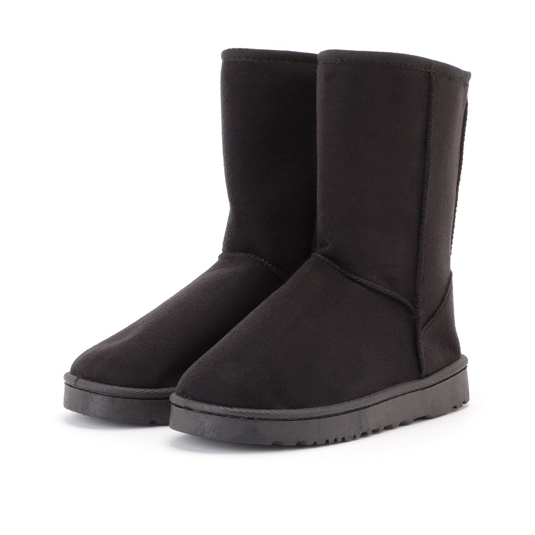 レースレディース Lace Ladies ムートン風ボアフラットショートブーツ (ブラック) ブラック