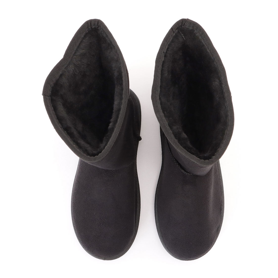 レースレディース Lace Ladies ムートン風ボアフラットショートブーツ (ブラック) ブラック