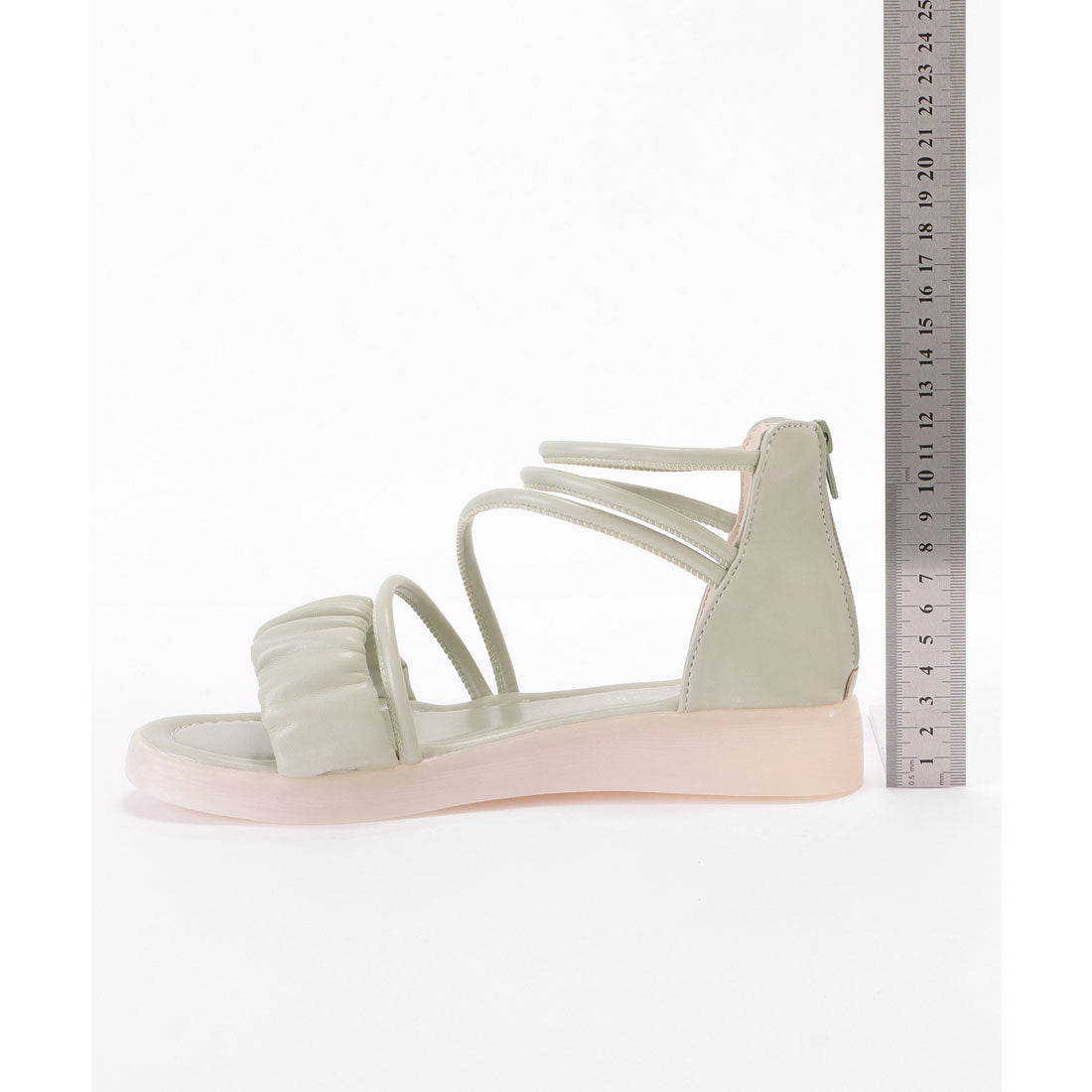 レースレディース Lace Ladies レザー調ナローストラップコンフォートサンダル (アイボリー) アイボリー