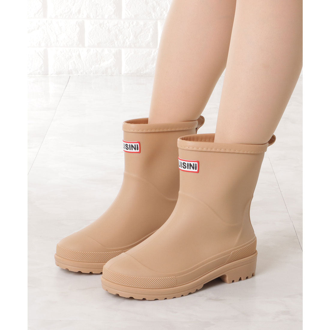 レースレディース Lace Ladies タグ付き ベーシック ラウンド ショート レインブーツ (ベージュ) ベージュ