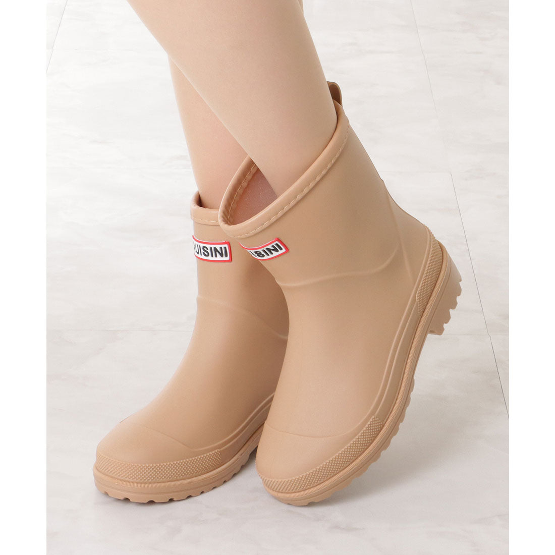 レースレディース Lace Ladies タグ付き ベーシック ラウンド ショート レインブーツ (ベージュ) ベージュ