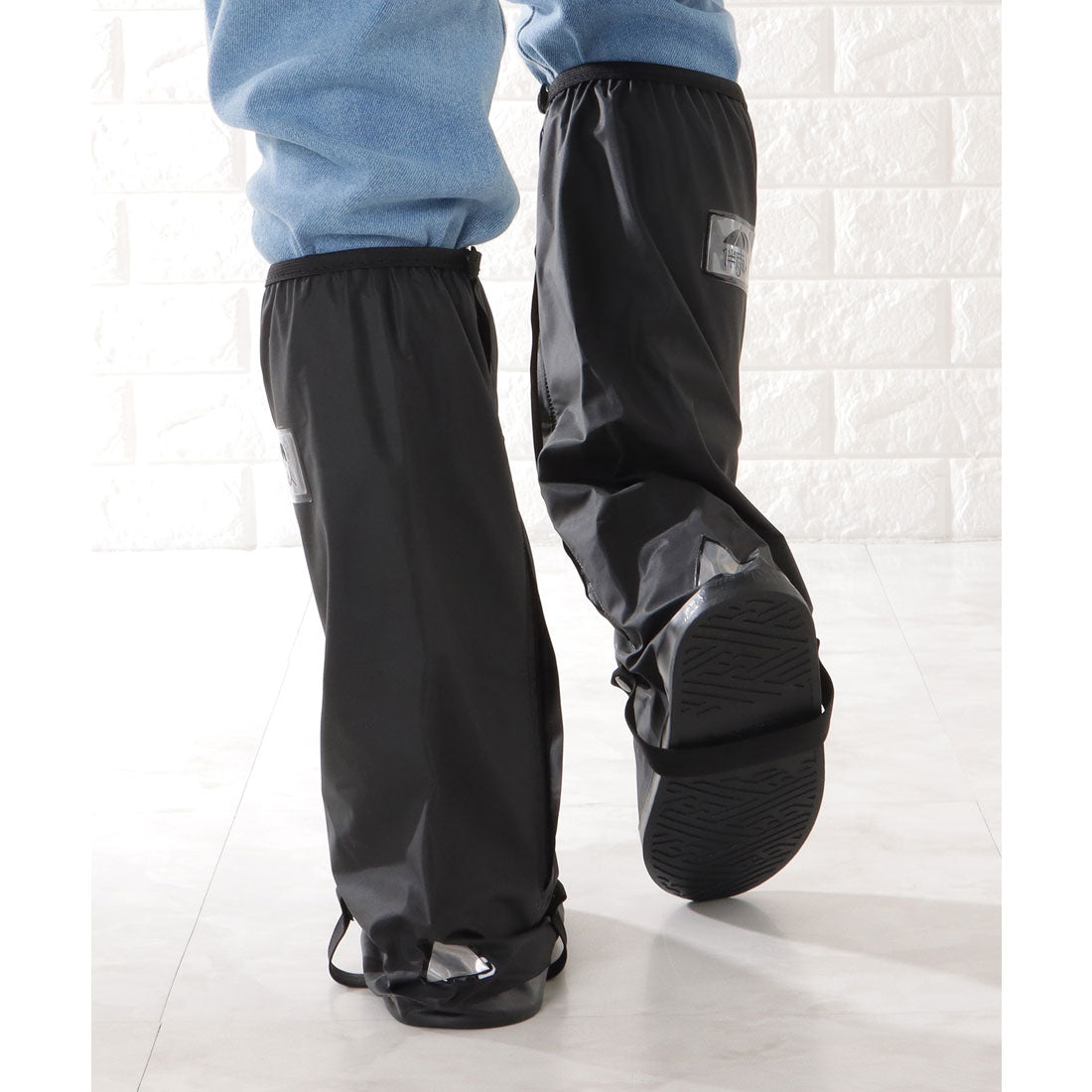 レースレディース Lace Ladies 反射テープ付き 防水 ロング シューズ カバー (ブラック) ブラック