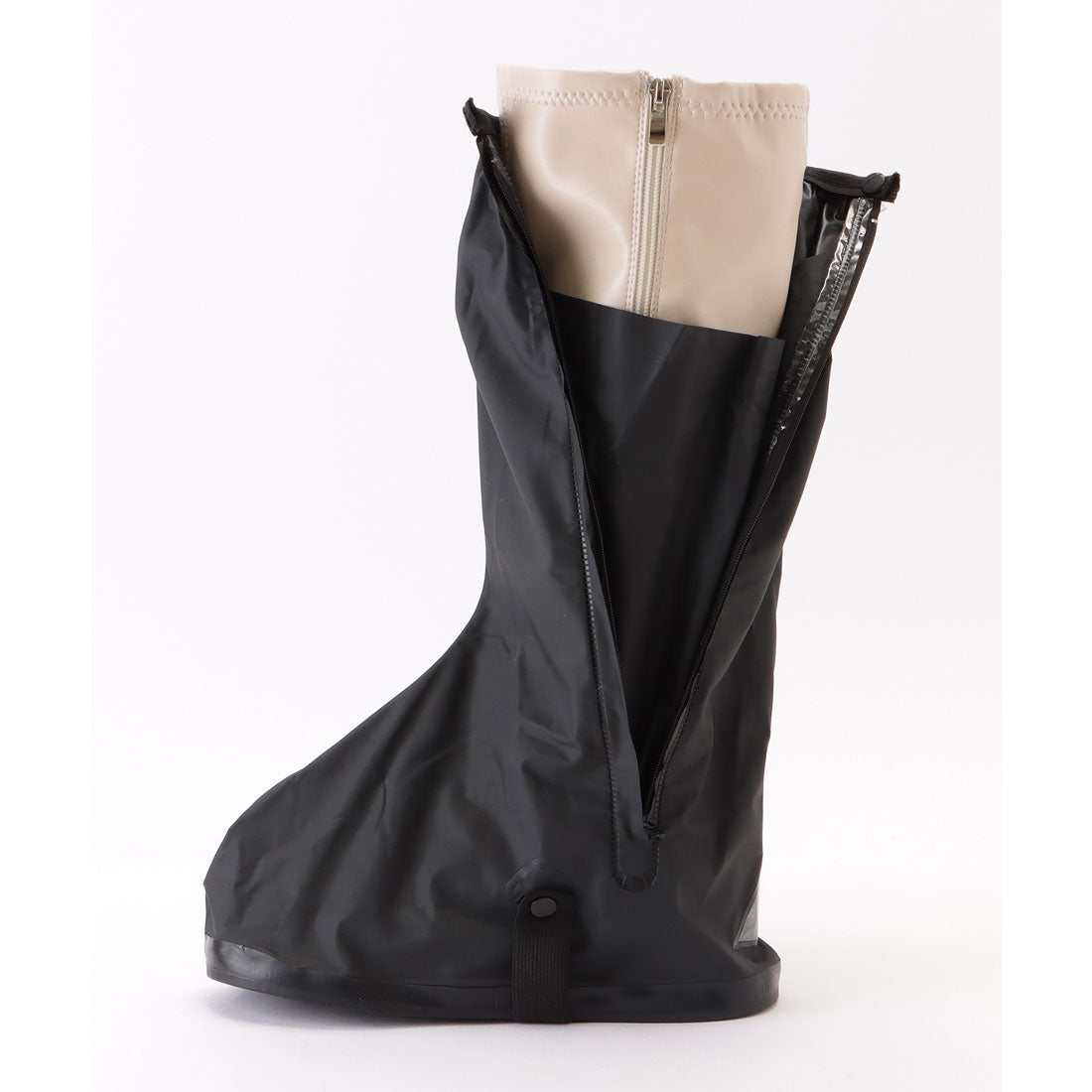 レースレディース Lace Ladies 反射テープ付き 防水 ロング シューズ カバー (ブラック) ブラック