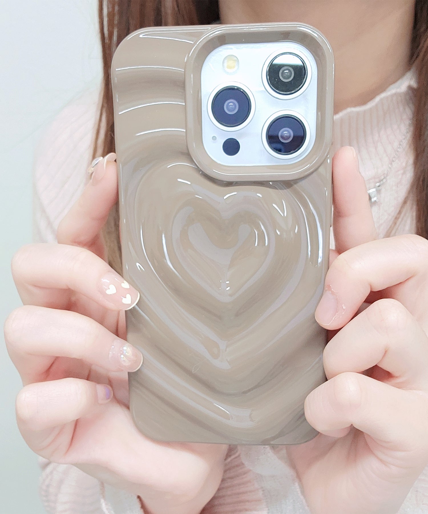 レースレディース Lace Ladies 立体ハートスクエアiPhoneカバー (ブラック) ブラック