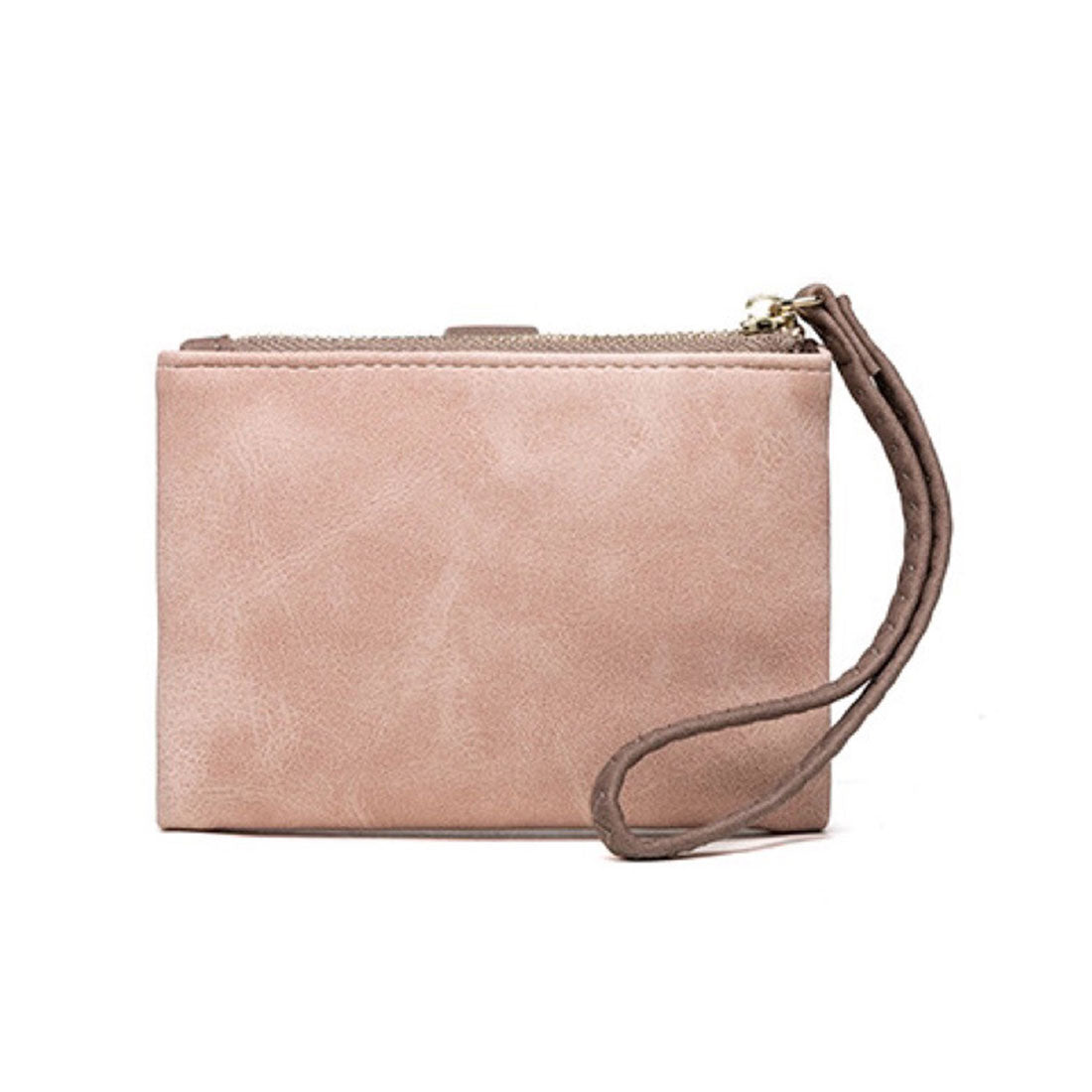 レースレディース Lace Ladies ストラップ付き スエード調 リーフ柄 二つ折り 財布