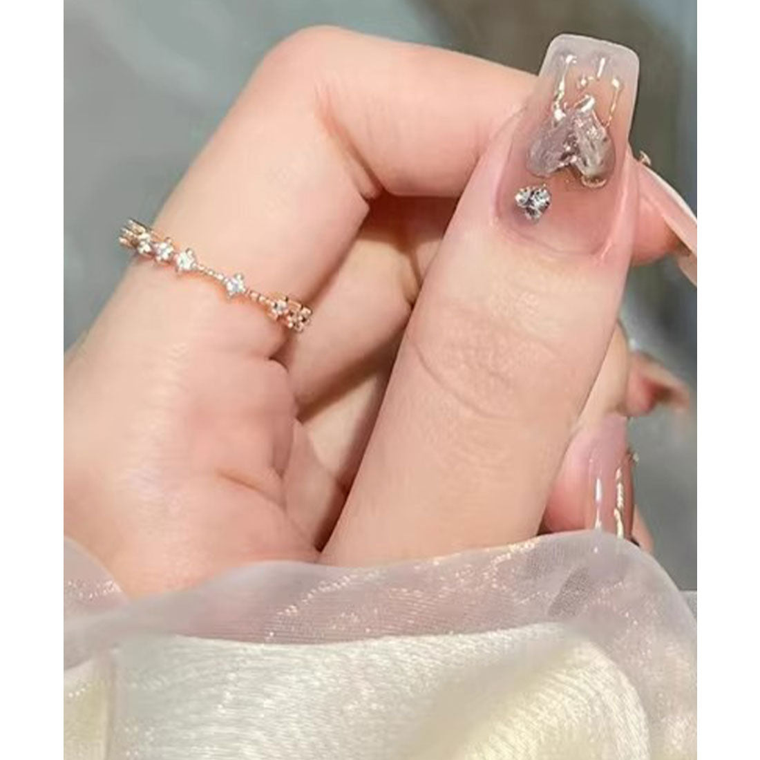 レースレディース Lace Ladies ハート柄 バラエティ フレンチ スクエア ネイルチップ【返品不可商品】 (ベージュ) ベージュ