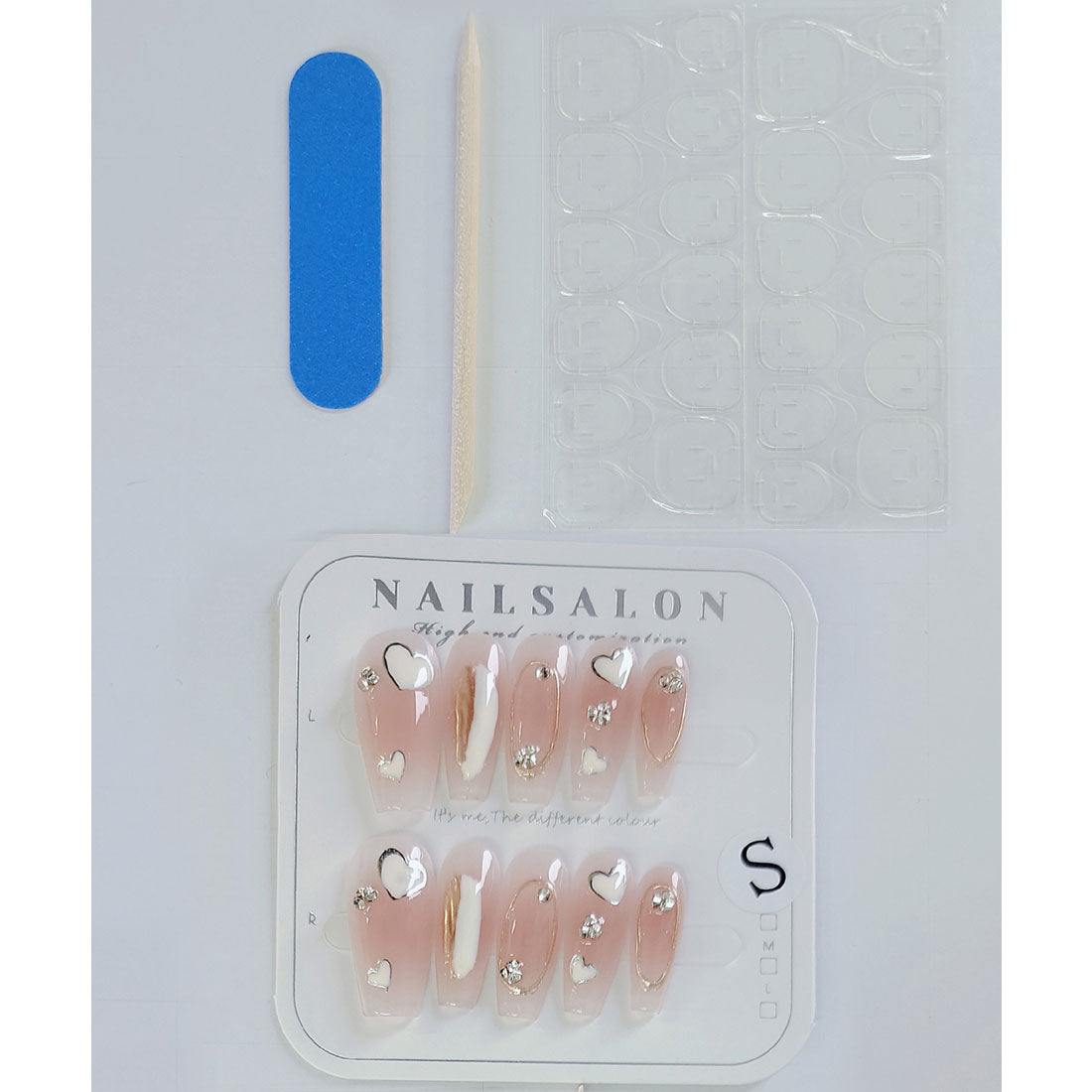 レースレディース Lace Ladies ハート柄 バラエティ フレンチ スクエア ネイルチップ【返品不可商品】 (ベージュ) ベージュ