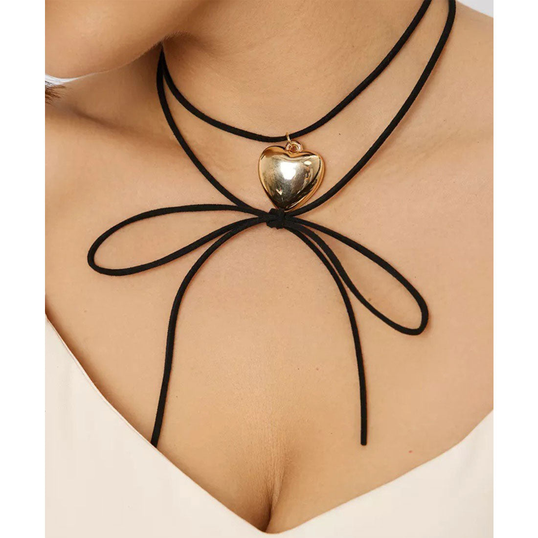 レースレディース Lace Ladies 2way ハート モチーフ チョーカー ネックレス (ゴールド) ゴールド