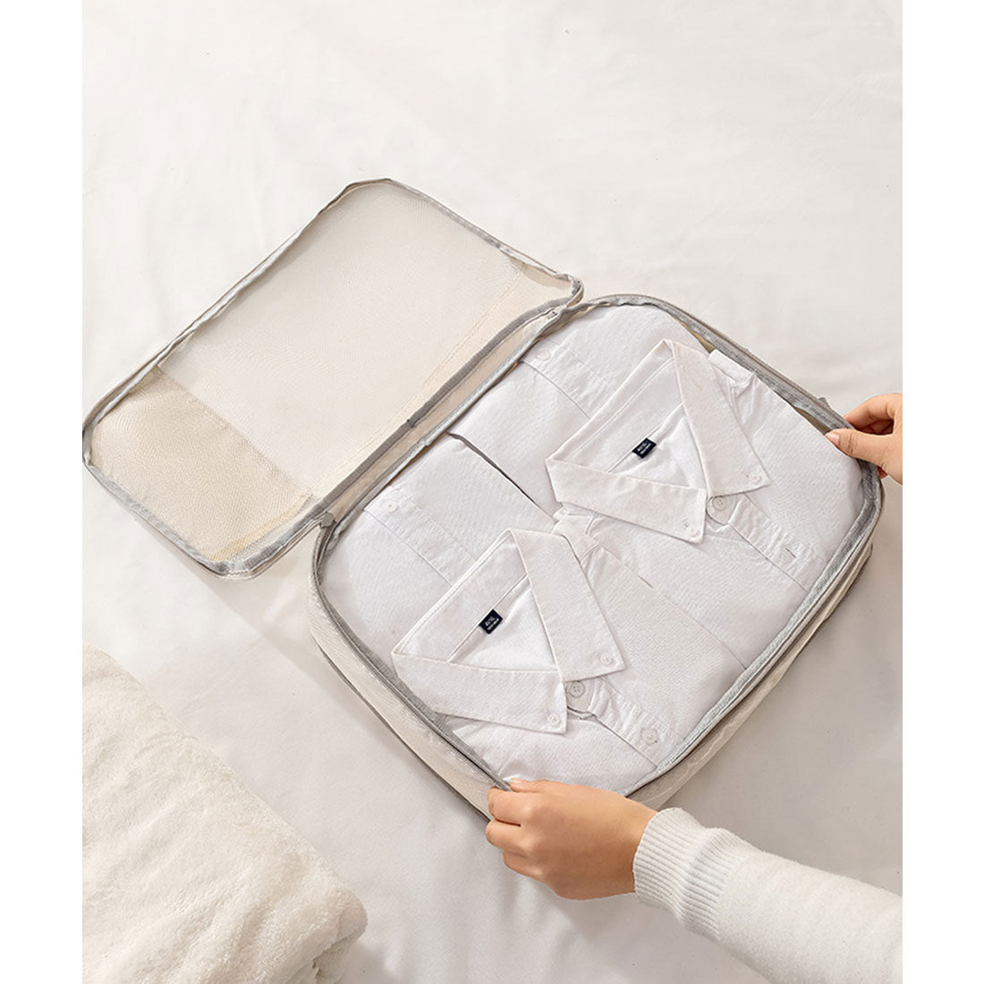 レースレディース Lace Ladies 【6点セット】ハンドル付き トラベル メッシュ ポーチ (アイボリー) アイボリー