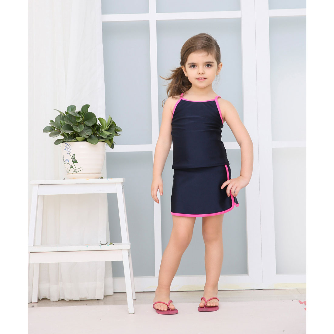 レースレディース Lace Ladies 女児 ライン入り セパレート スカートタイプ スクール水着 ガールズ 女子 ワンピース水着【返品不可商品】