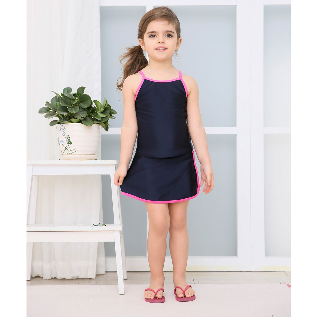 レースレディース Lace Ladies 女児 ライン入り セパレート スカートタイプ スクール水着 ガールズ 女子 ワンピース水着【返品不可商品】