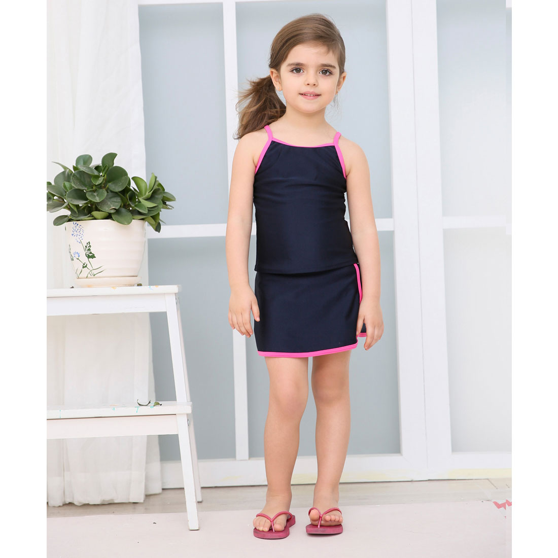 レースレディース Lace Ladies 女児 ライン入り セパレート スカートタイプ スクール水着 ガールズ 女子 ワンピース水着【返品不可商品】