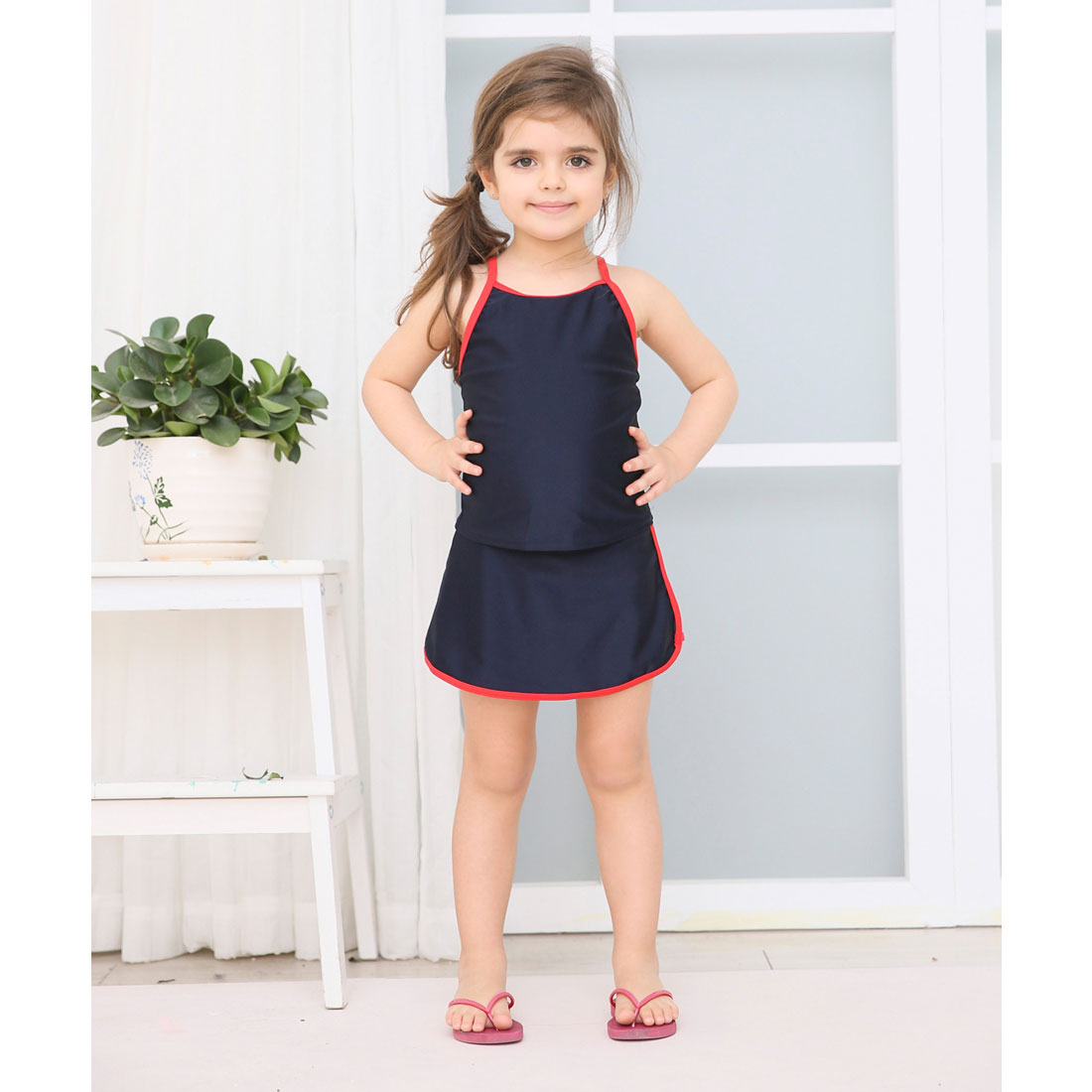 レースレディース Lace Ladies 女児 ライン入り セパレート スカートタイプ スクール水着 ガールズ 女子 ワンピース水着【返品不可商品】