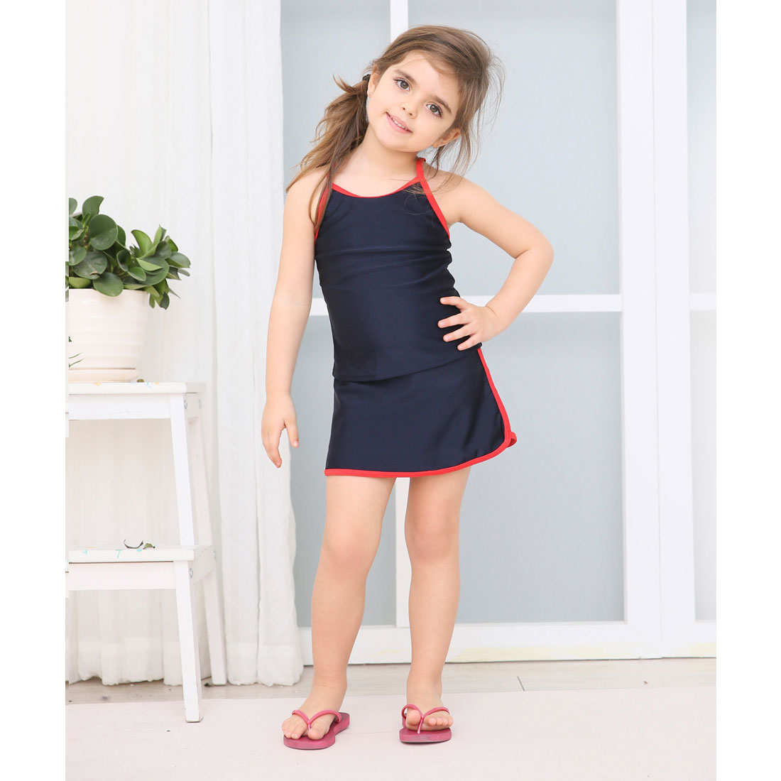 レースレディース Lace Ladies 女児 ライン入り セパレート スカートタイプ スクール水着 ガールズ 女子 ワンピース水着【返品不可商品】