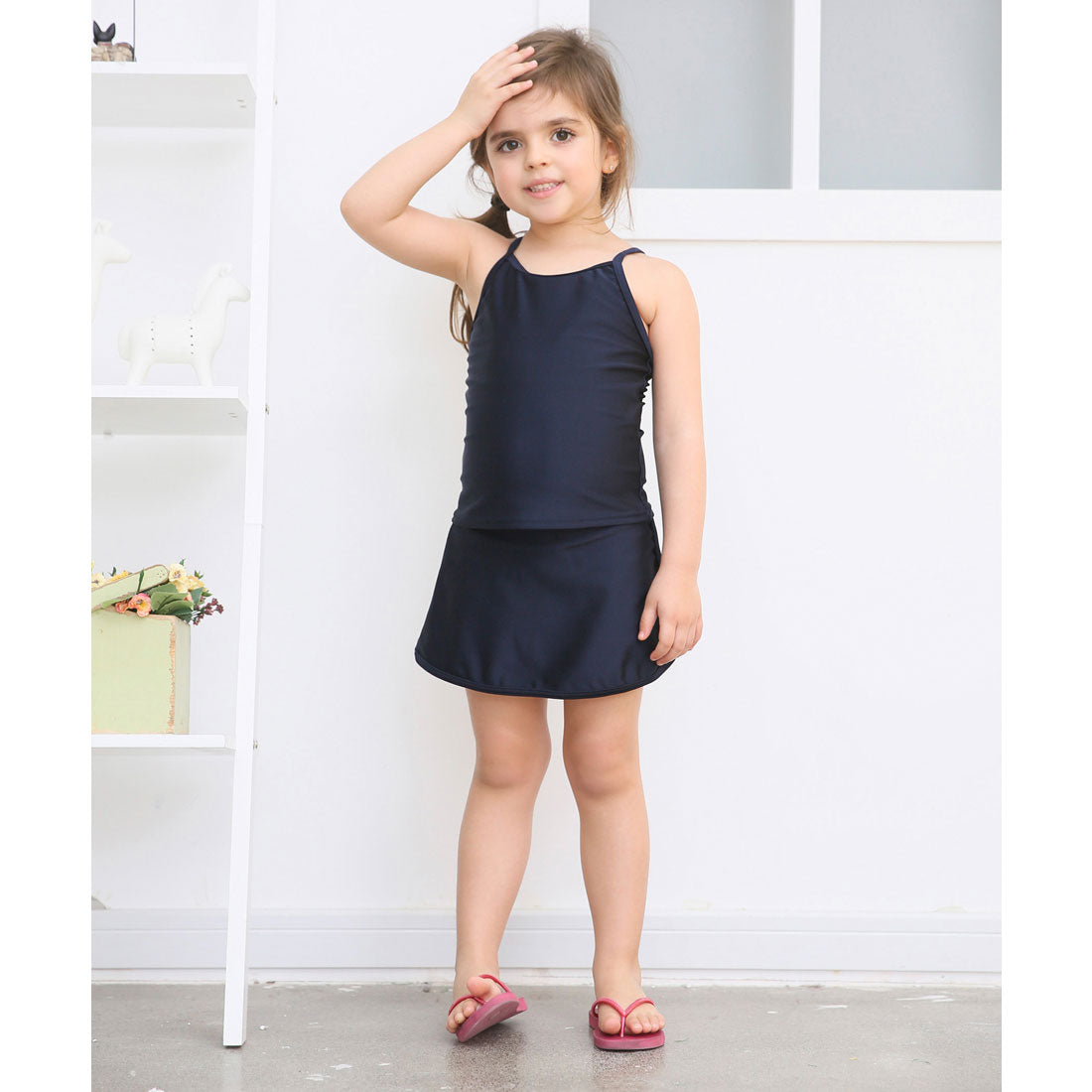 レースレディース Lace Ladies 女児 ライン入り セパレート スカートタイプ スクール水着 ガールズ 女子 ワンピース水着【返品不可商品】