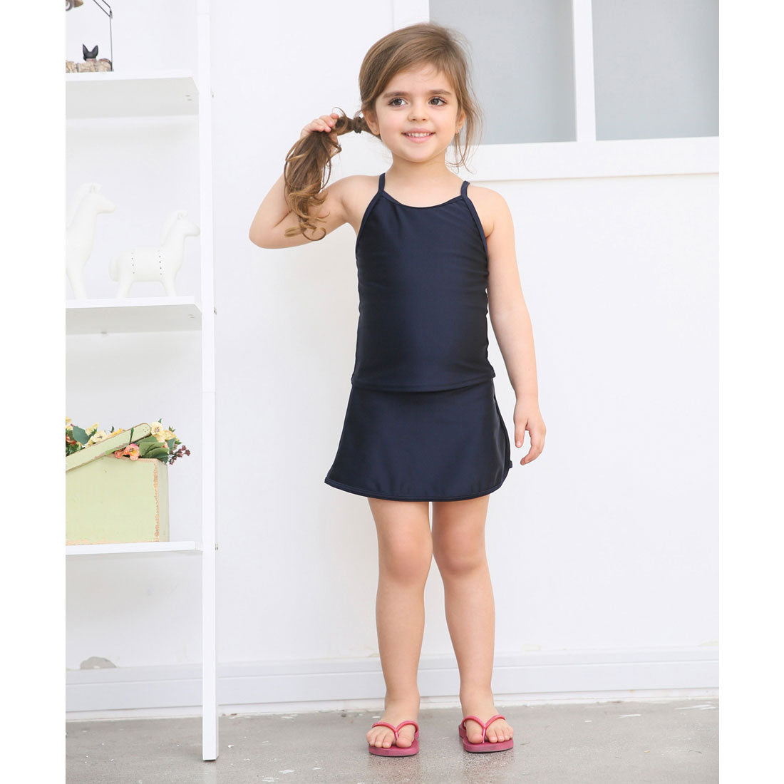 レースレディース Lace Ladies 女児 ライン入り セパレート スカートタイプ スクール水着 ガールズ 女子 ワンピース水着【返品不可商品】