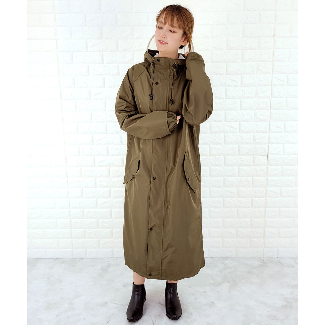 レースレディース Lace Ladies フード付きレインコート 収納袋付き,グリーン