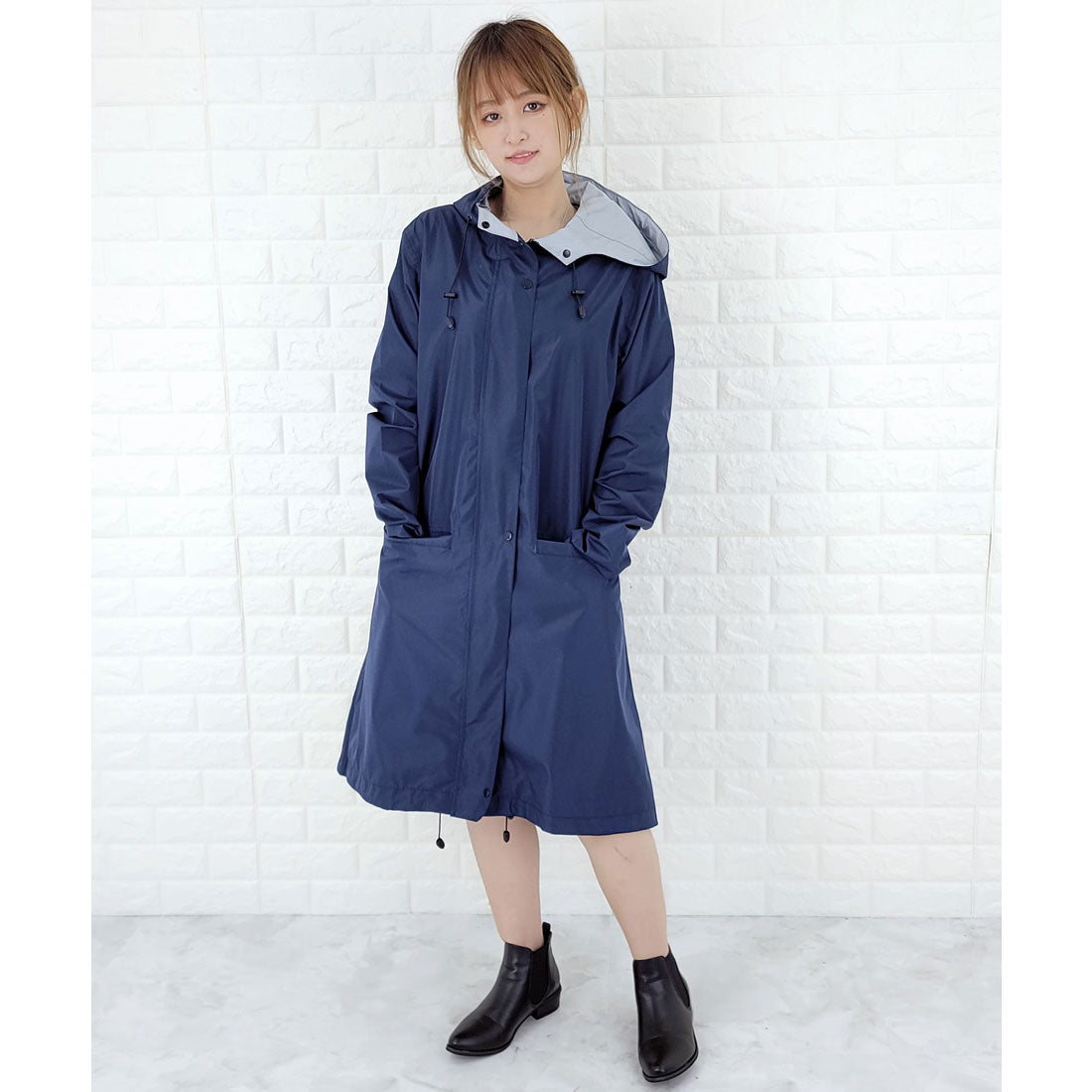 レースレディース Lace Ladies 収納袋付レインコート,ネイビー