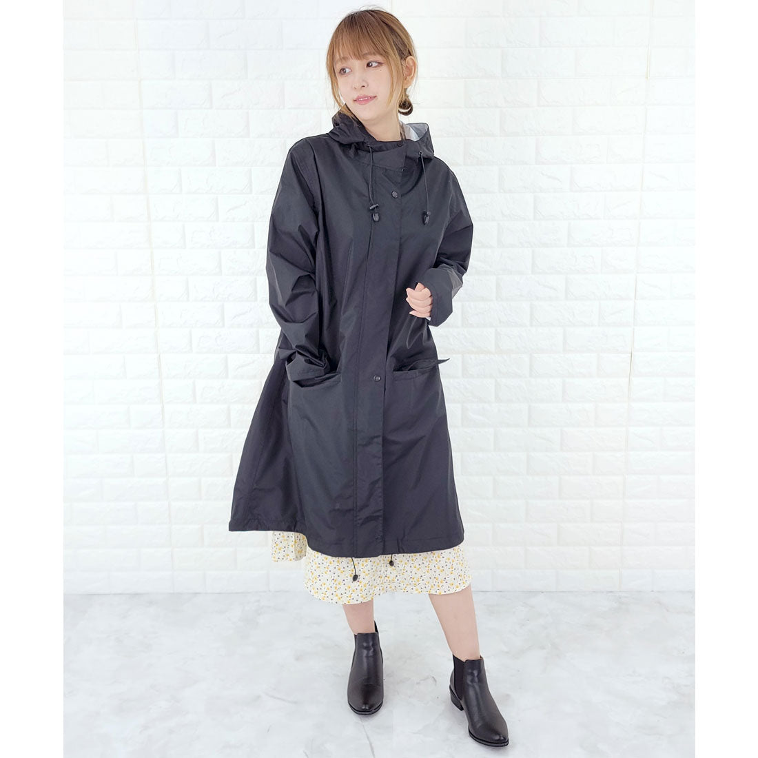 レースレディース Lace Ladies 収納袋付レインコート,ブラック