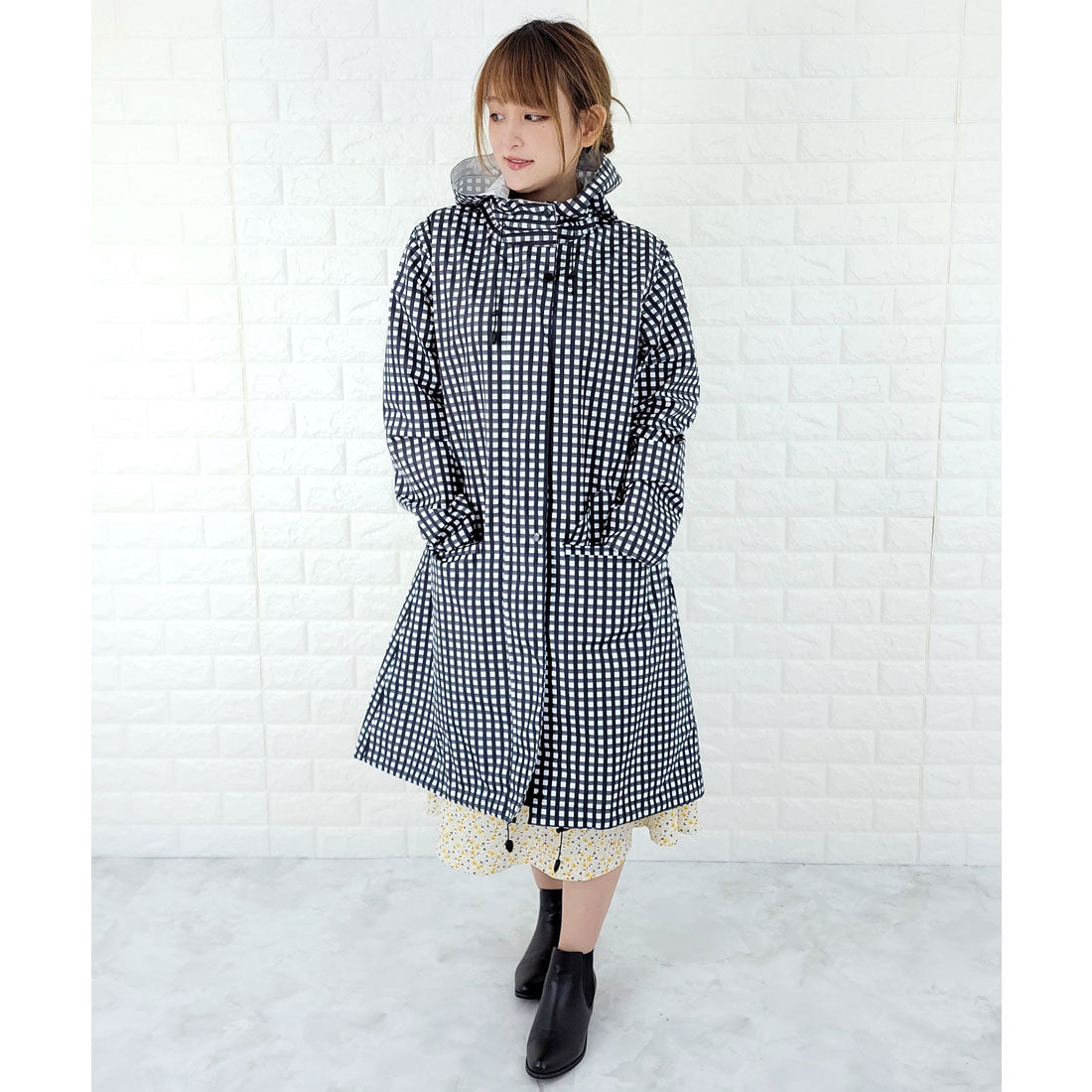 レースレディース Lace Ladies 収納袋付レインコート,チェック