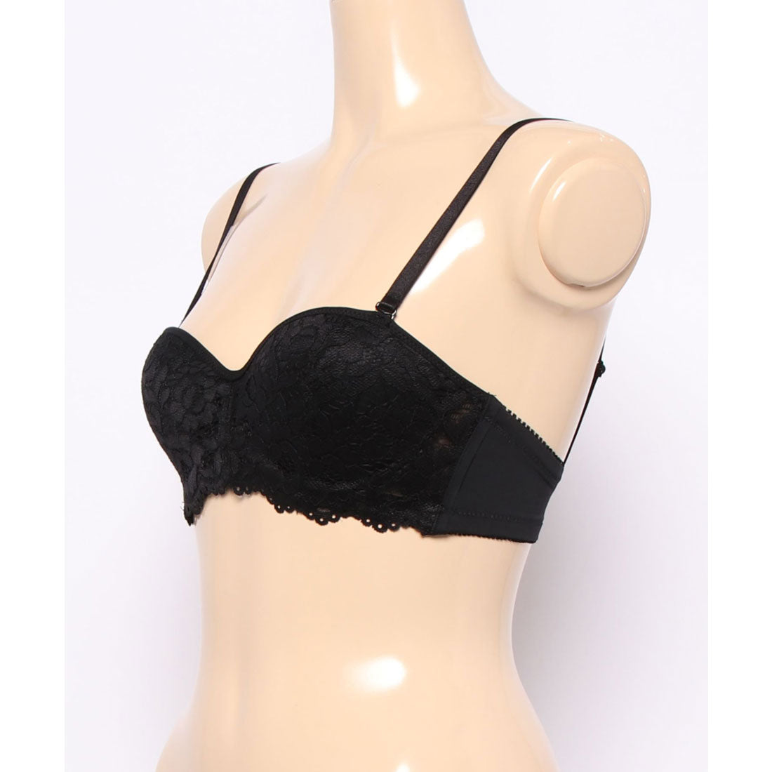 レースレディース Lace Ladies チューブトップ ハーフカップ ストラップレス ブラジャー (ブラック) ブラック