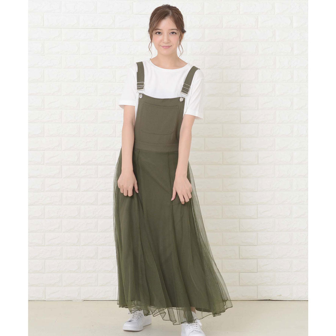 レースレディース Lace Ladies ふんわりチュール サロペットワンピース・オールインワン (グリーン) グリーン