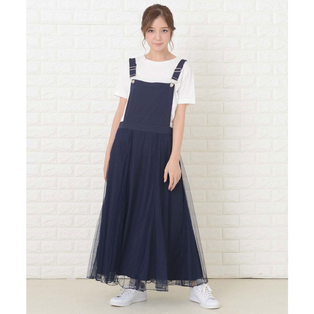 レースレディース Lace Ladies ふんわりチュール サロペットワンピース・オールインワン (ネイビー) ネイビー