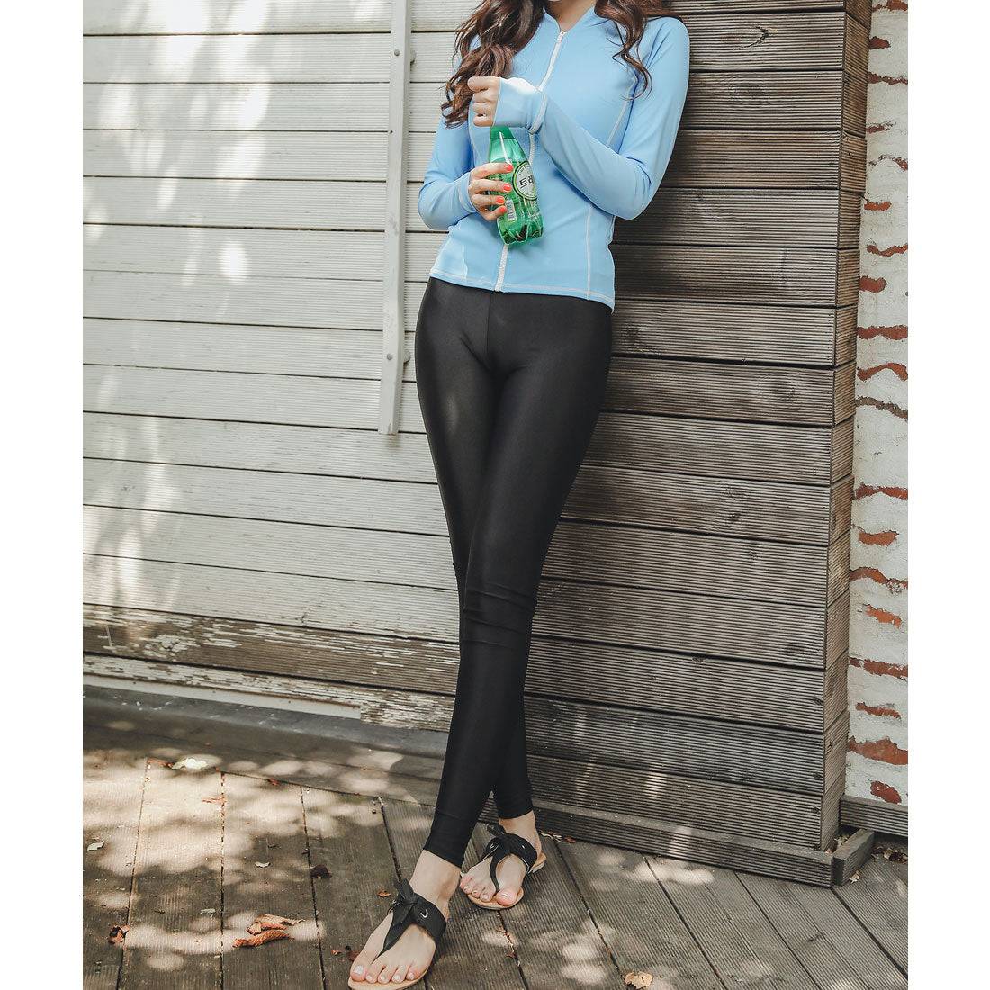 レースレディース Lace Ladies ロングファスナーフィットネス水着 セパレート,ブルー