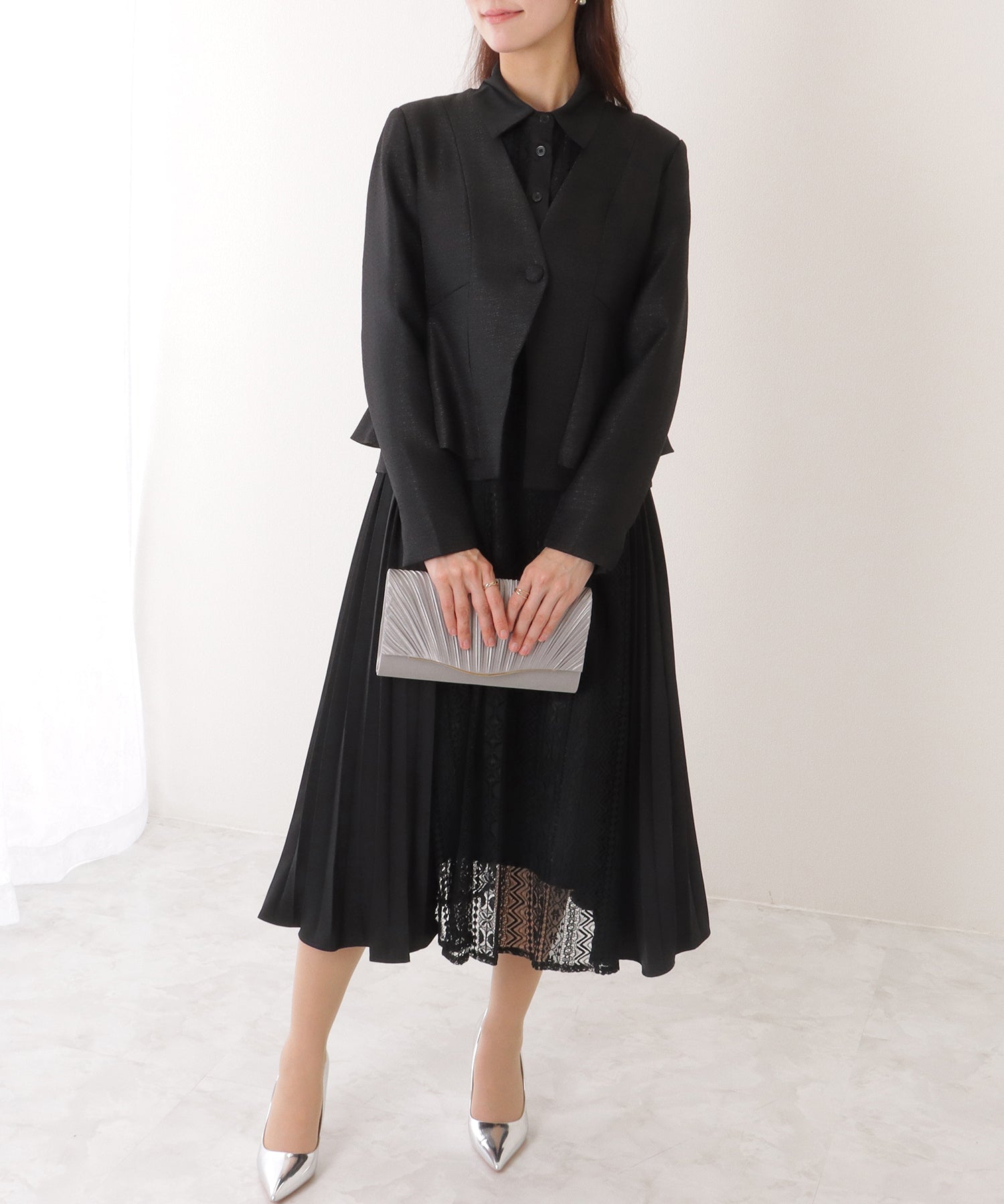 Lace Ladies No-Color Jacket with Lace Shirt Dress