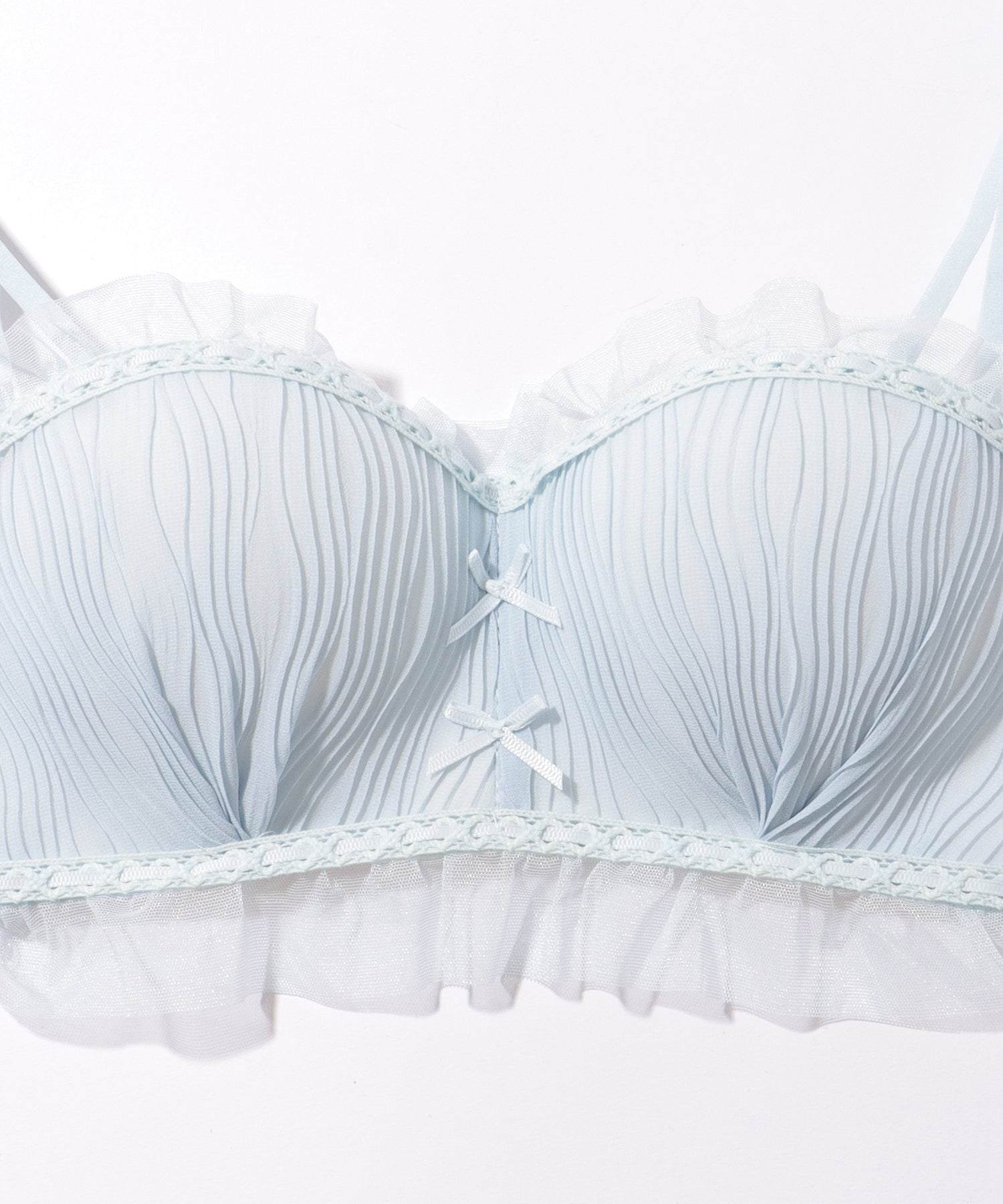 レースレディース Lace Ladies ダブルリボン チュール フリル ノンワイヤー ブラ&ショーツ【返品不可商品】 (ピンク) ピンク