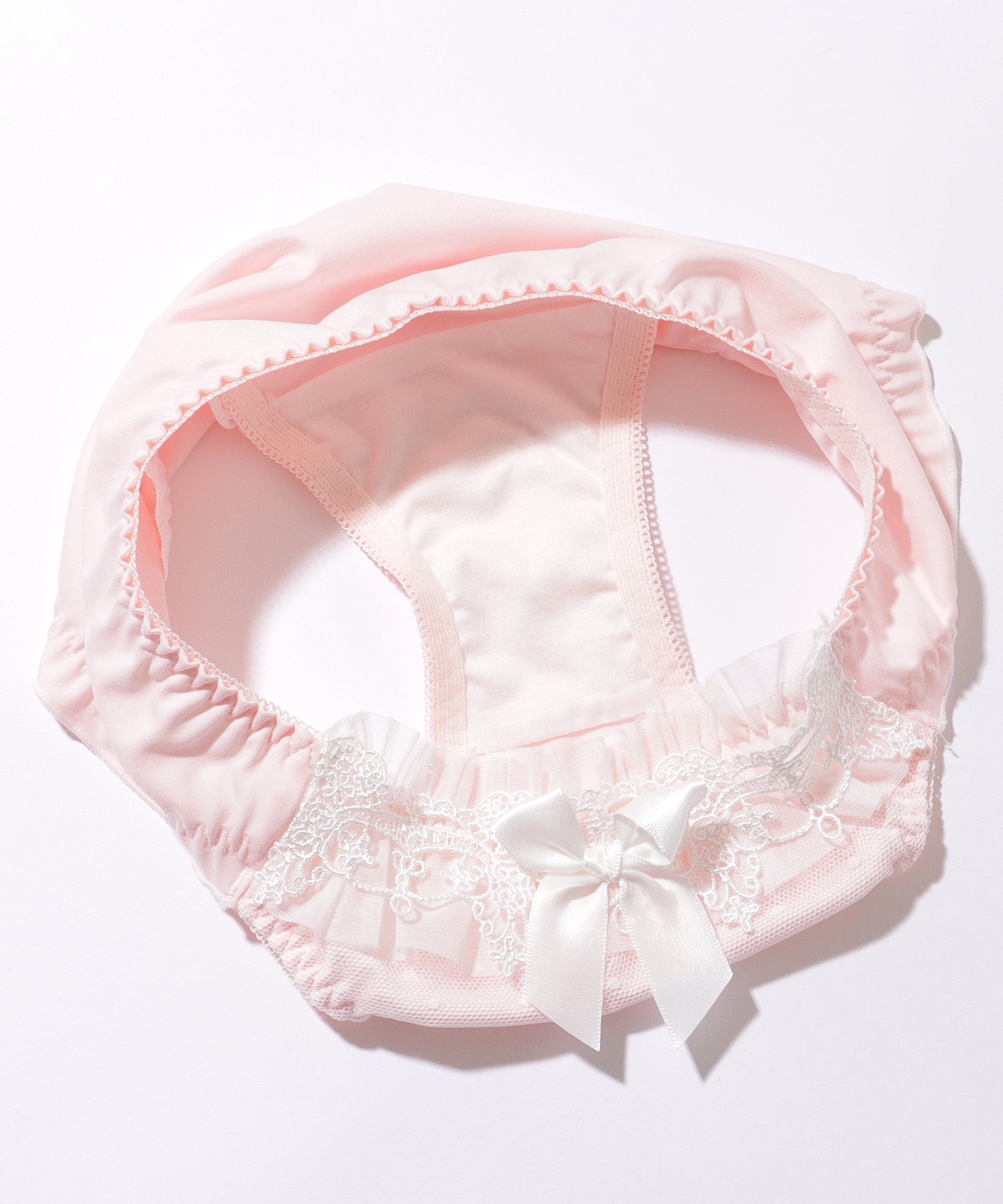 レースレディース Lace Ladies リボン付き フリル ドット レース ブラ&ショーツ【返品不可商品】 (ピンク) ピンク