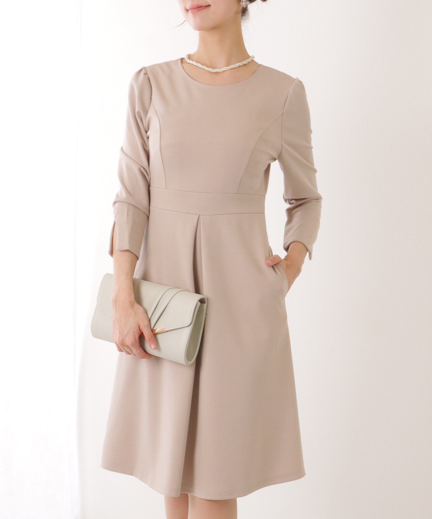 Race Ladies Lace Ladies 2WAY Ribbon Jacket Set with Tuck Dress
