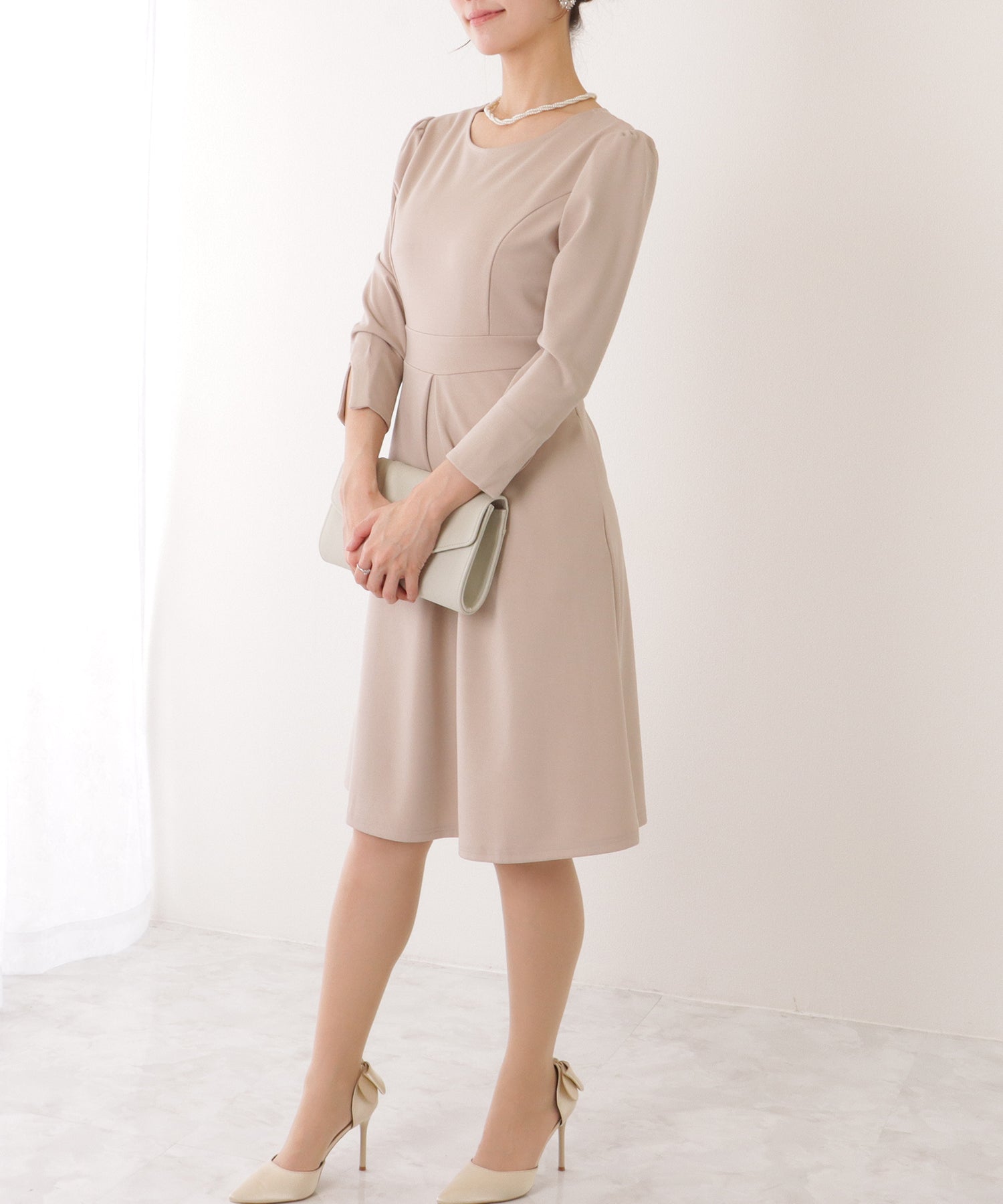 Race Ladies Lace Ladies 2WAY Ribbon Jacket Set with Tuck Dress