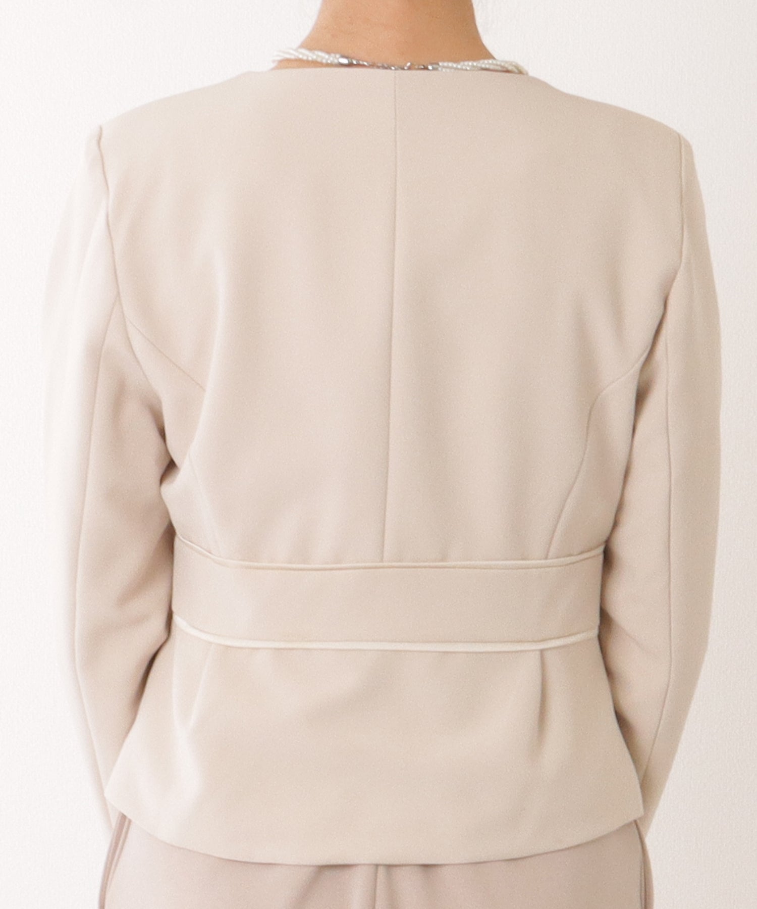 Race Ladies Lace Ladies 2WAY Ribbon Jacket Set with Tuck Dress