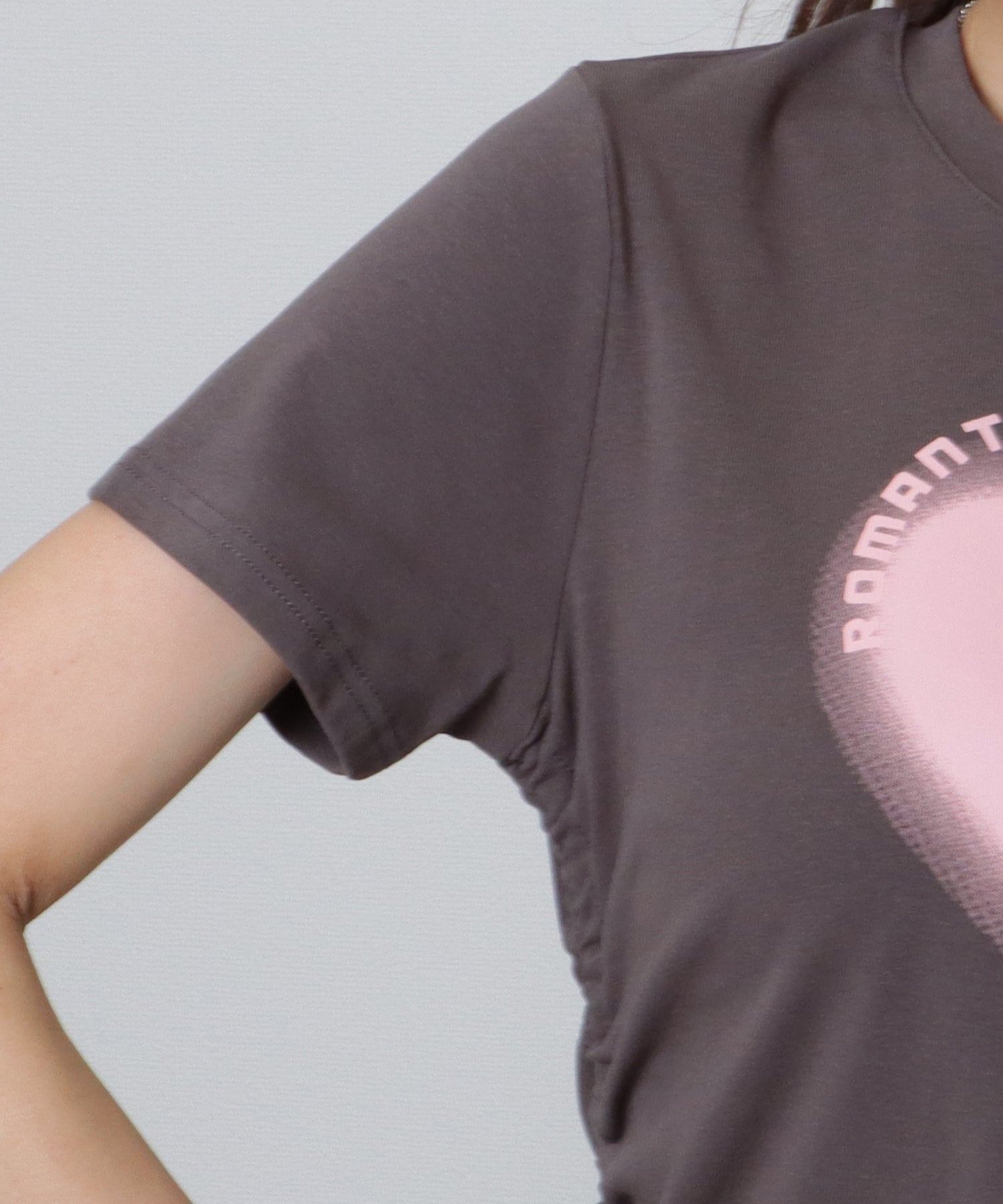 レースレディース Lace Ladies サイド シャーリング コンパクト 半袖 プリント トップス (ホワイト) ホワイト