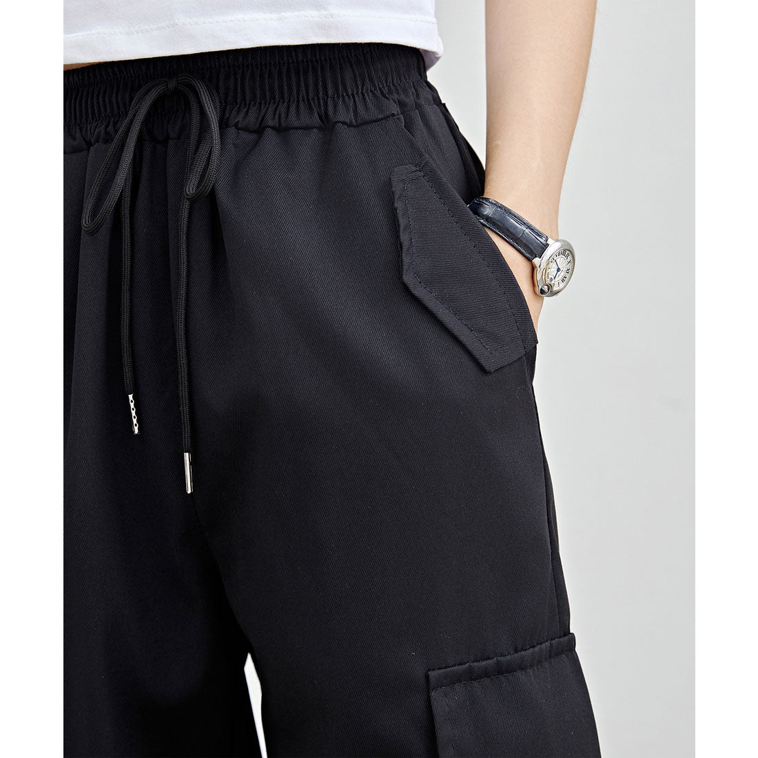 レースレディース Lace Ladies ソリッドカラー ワイド イージー ベルトループポケット カーゴパンツ (グリーン) グリーン