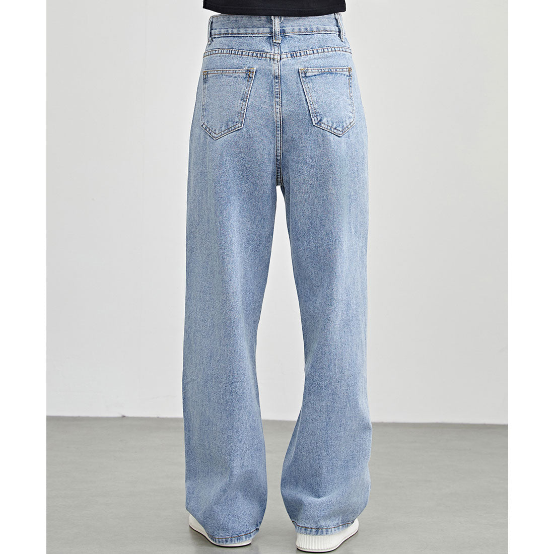 レースレディース Lace Ladies ハート 刺繍 ハイウエスト ストレート デニム パンツ (ブラック) ブラック