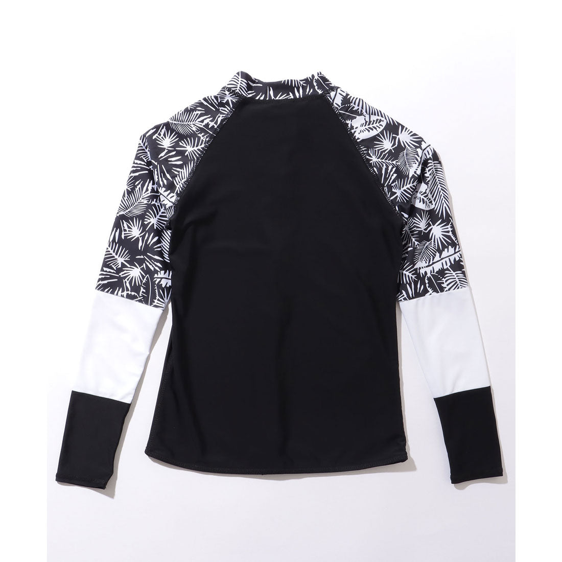 レースレディース Lace Ladies 【5点セット】 ボタニカル柄 配色 スリム フィット ラッシュガード【返品不可商品】 (ブラック) ブラック