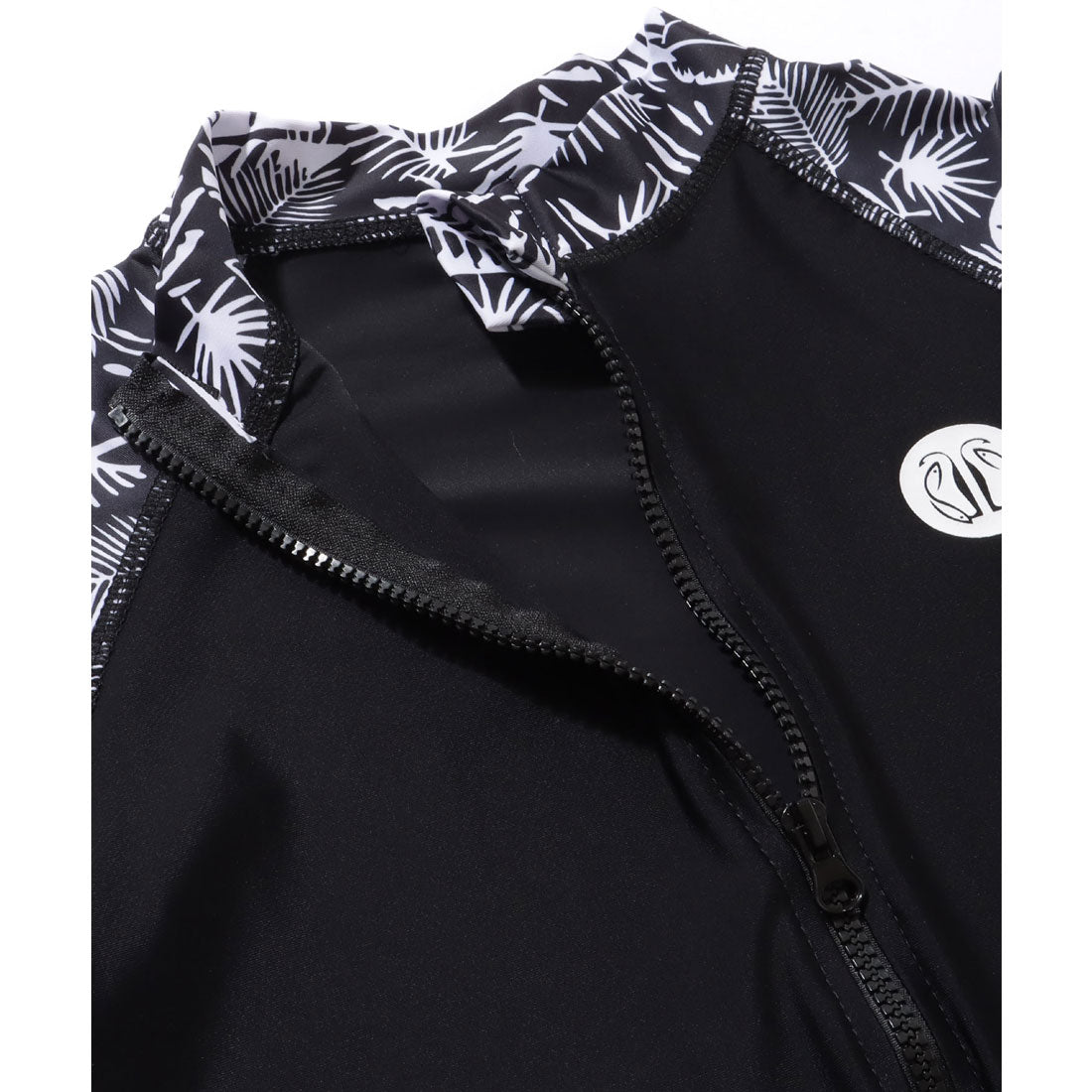 レースレディース Lace Ladies 【5点セット】 ボタニカル柄 配色 スリム フィット ラッシュガード【返品不可商品】 (ブラック) ブラック