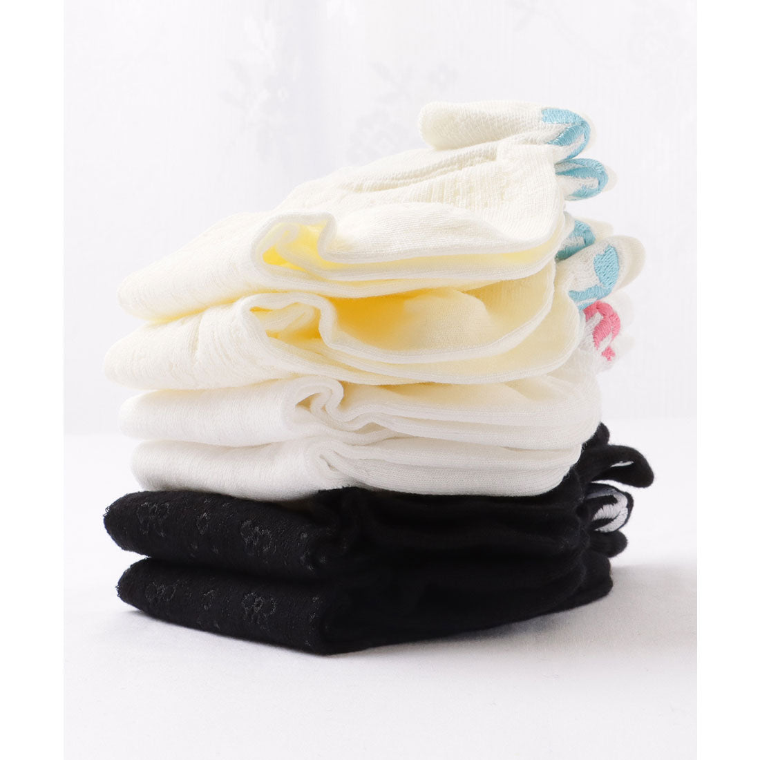 レースレディース Lace Ladies 【6足セット】リボン モチーフ ベーシック ショート ソックス (A.ミックス) A.ミックス