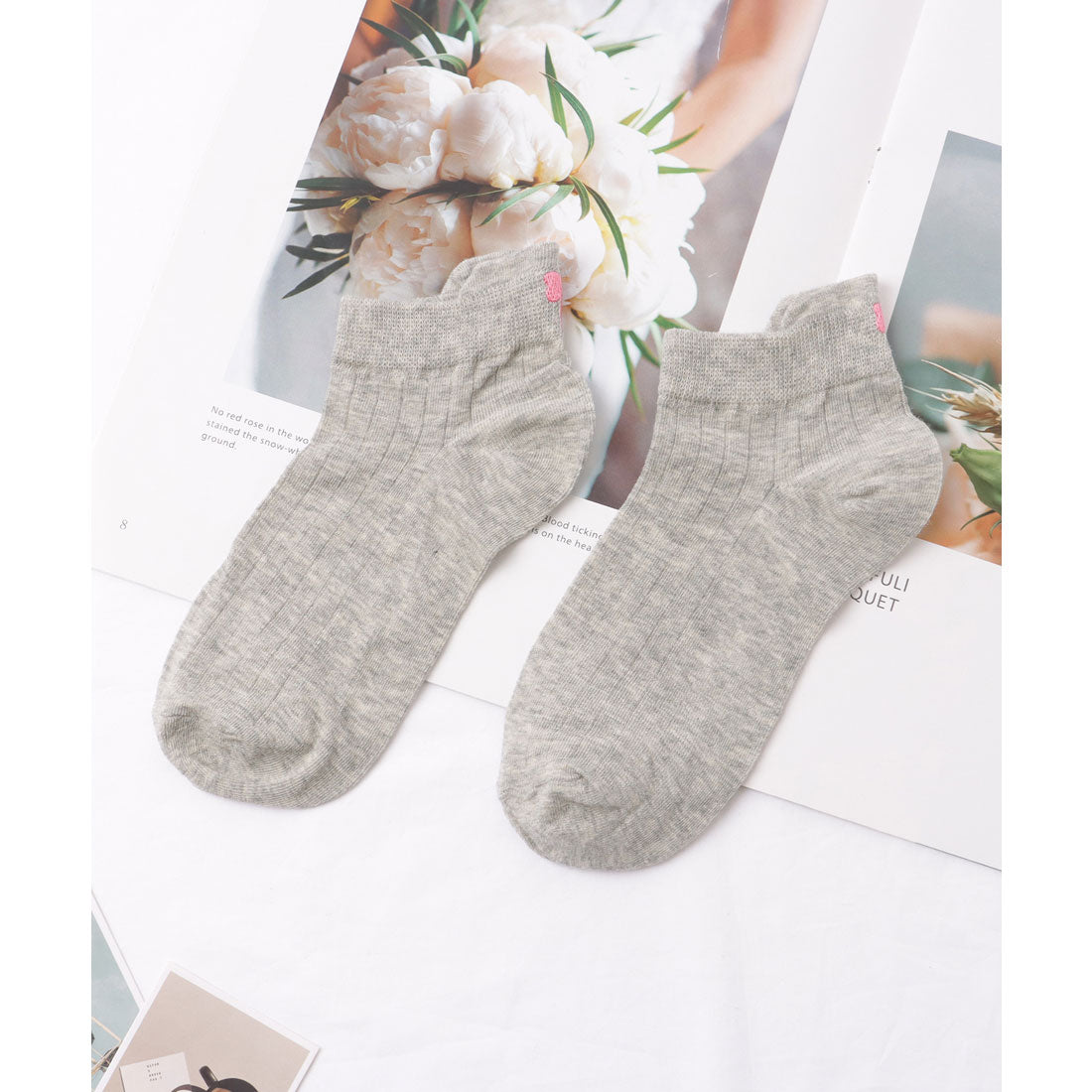 レースレディース Lace Ladies 【6足セット】リボン モチーフ ベーシック ショート ソックス (A.ミックス) A.ミックス